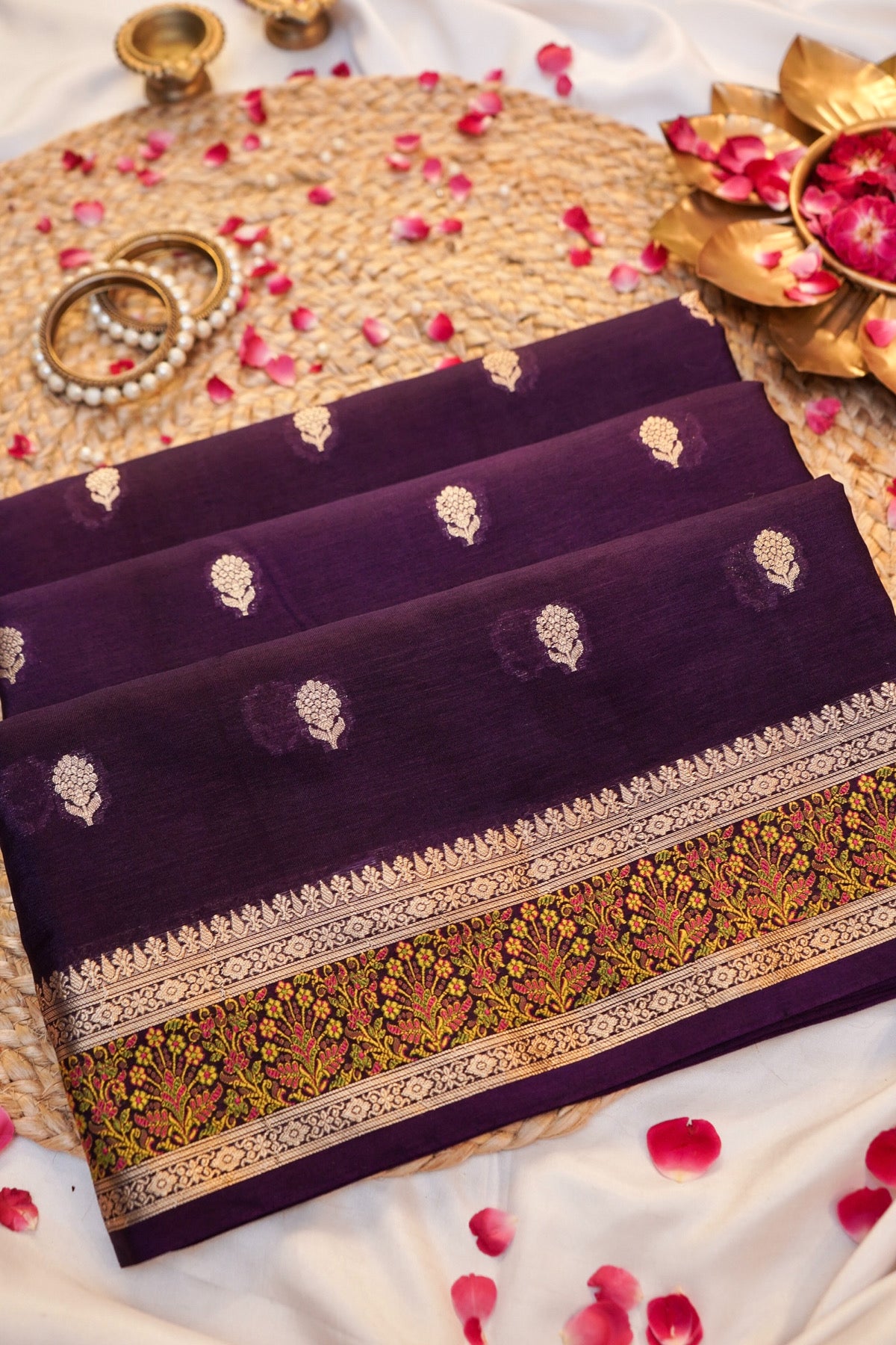 Purple Soft Tilfi Banarasi Silk Saree