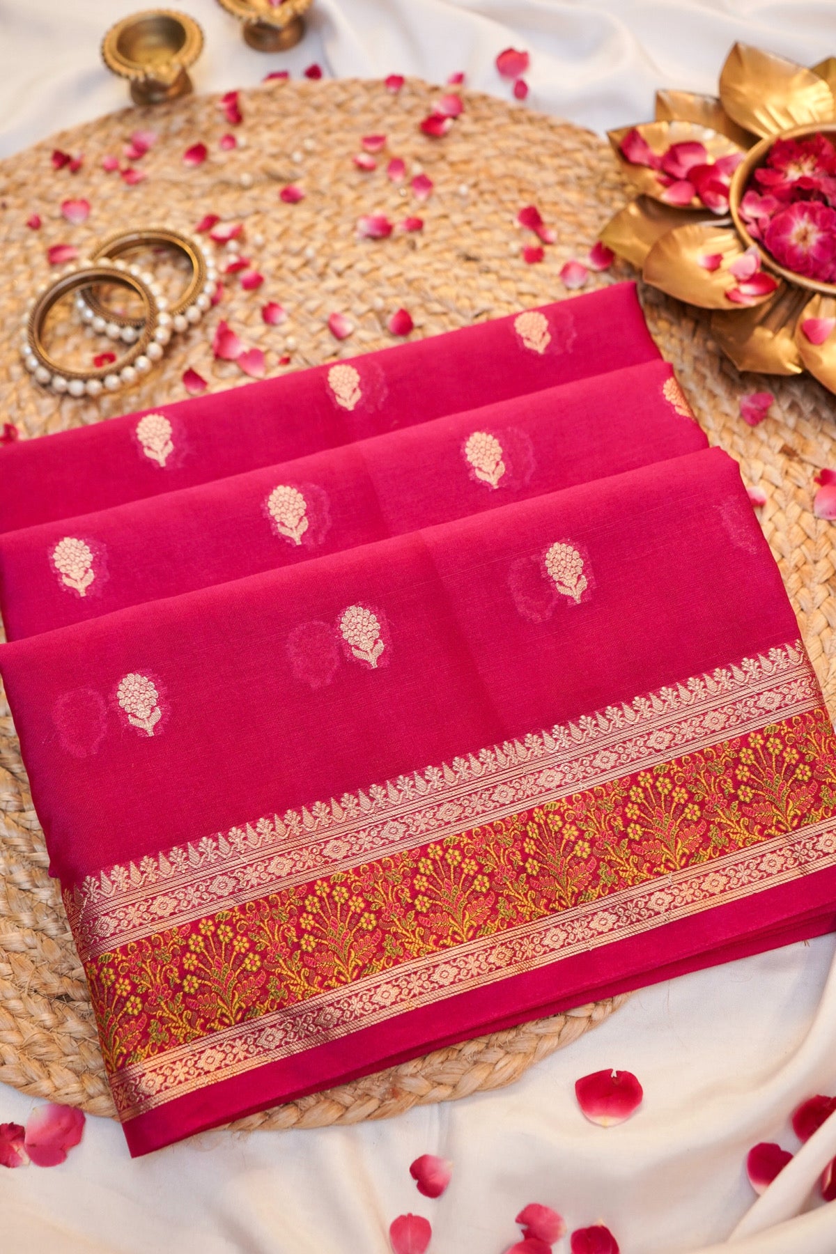 Rani Pink Soft Tilfi Banarasi Silk Saree