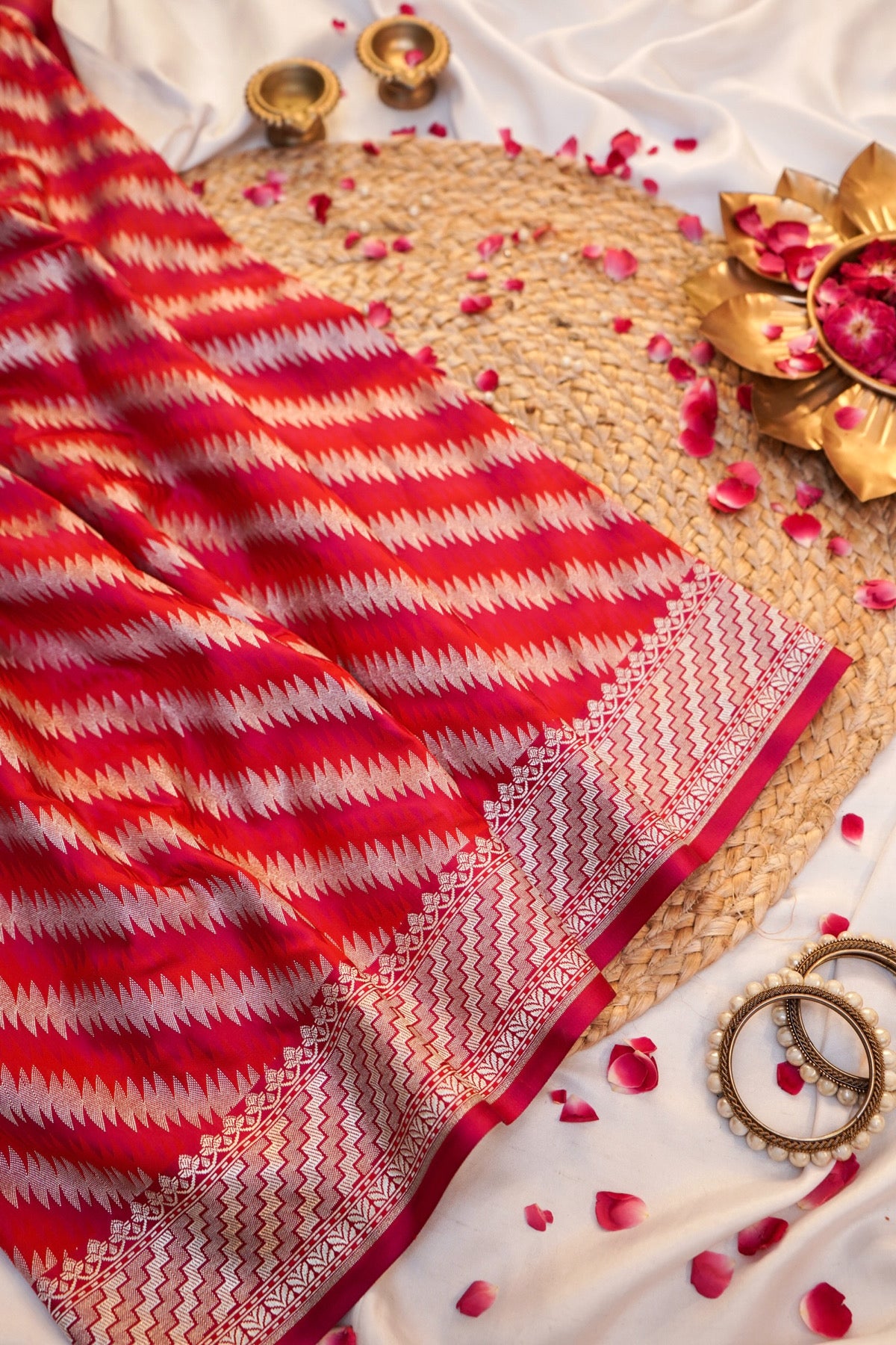Rani Pink Rangkaat Banarasi Mashru Silk Saree