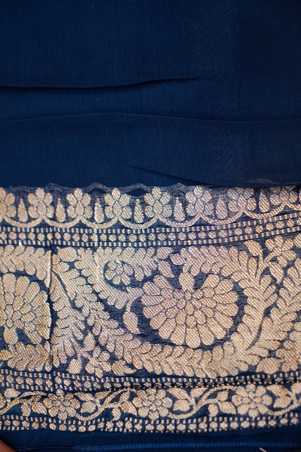 Midnight Blue Banarasi Georgette Silk Saree