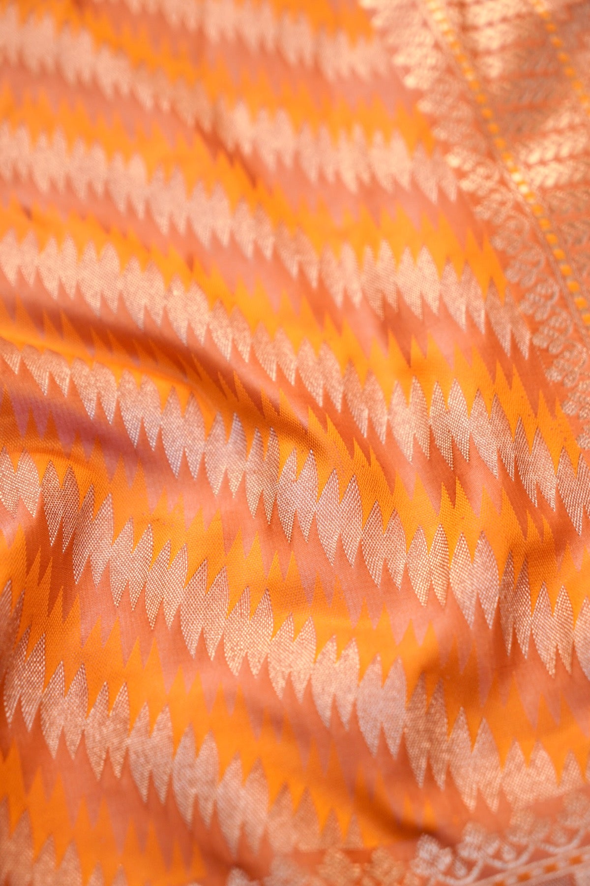 Peach Rangkaat Banarasi Mashru Silk Saree