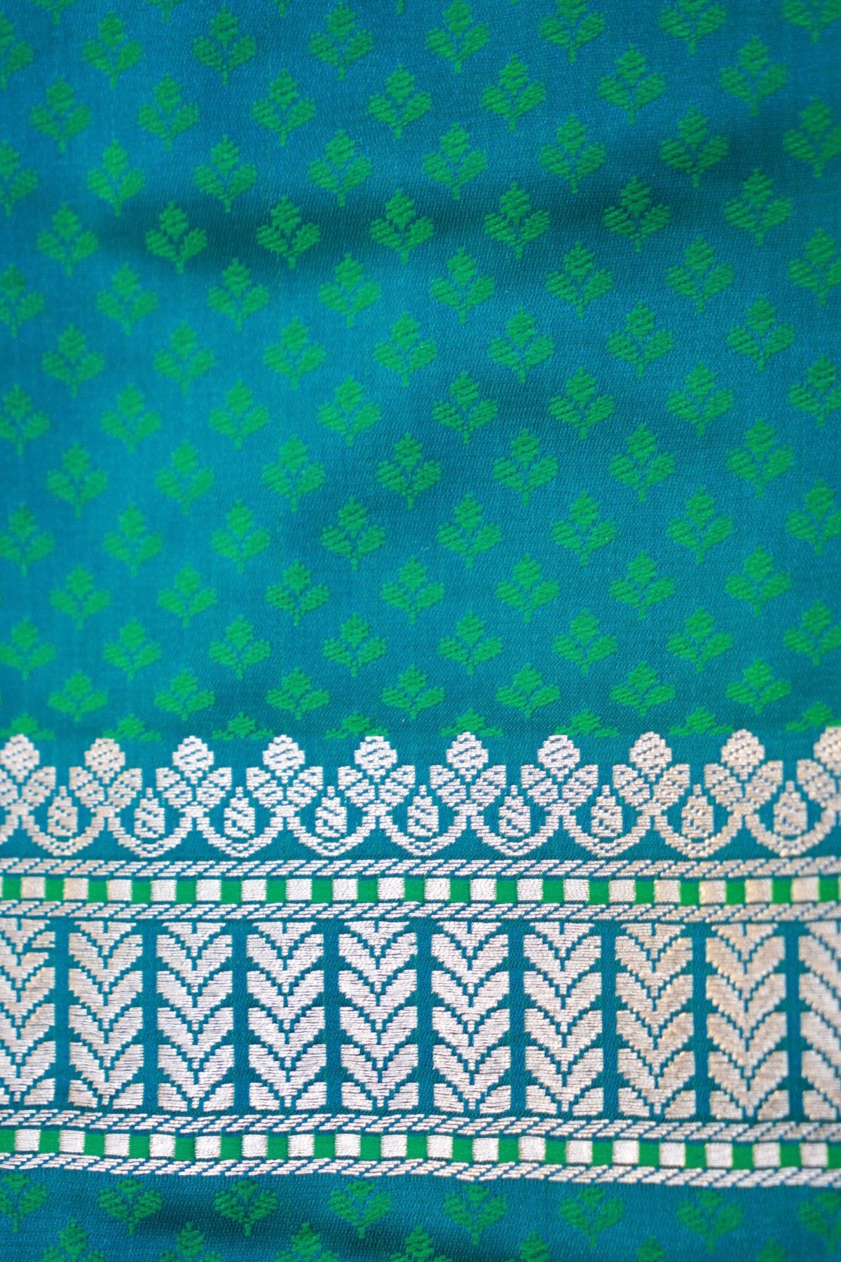 Peacock Blue Rangkaat Banarasi Mashru Silk Saree