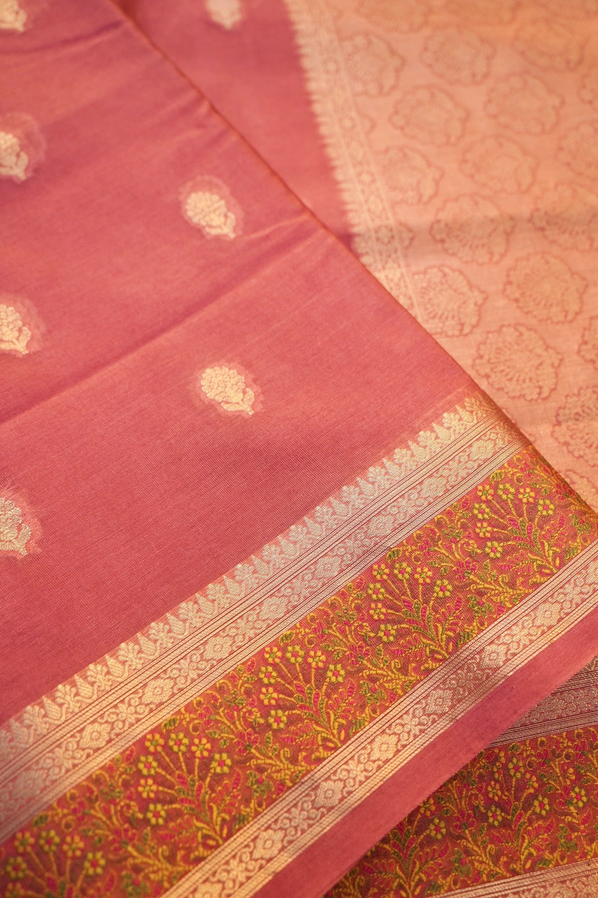 Salmon Pink Tilfi Banarasi Silk saree
