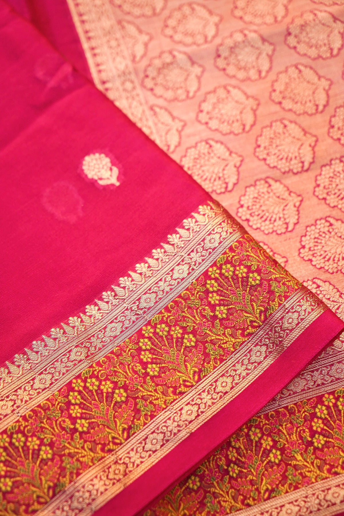 Rani Pink Soft Tilfi Banarasi Silk Saree