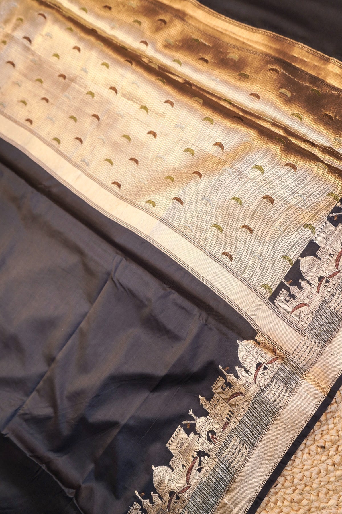 Classic Black Banarasi Kashi Ghat Soft Chiniya Silk Saree