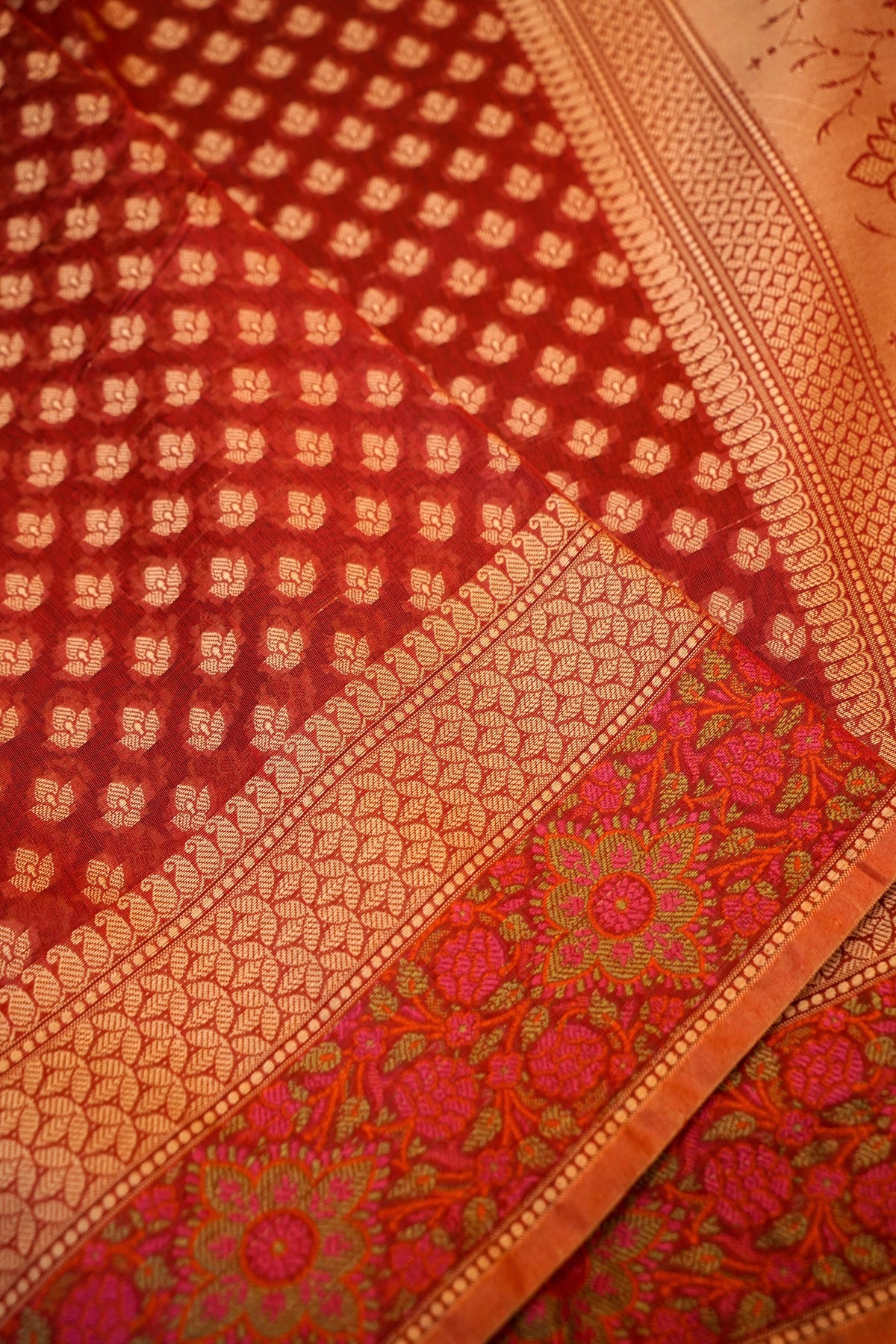 Maroon Mercerise Silk Tilfi Saree
