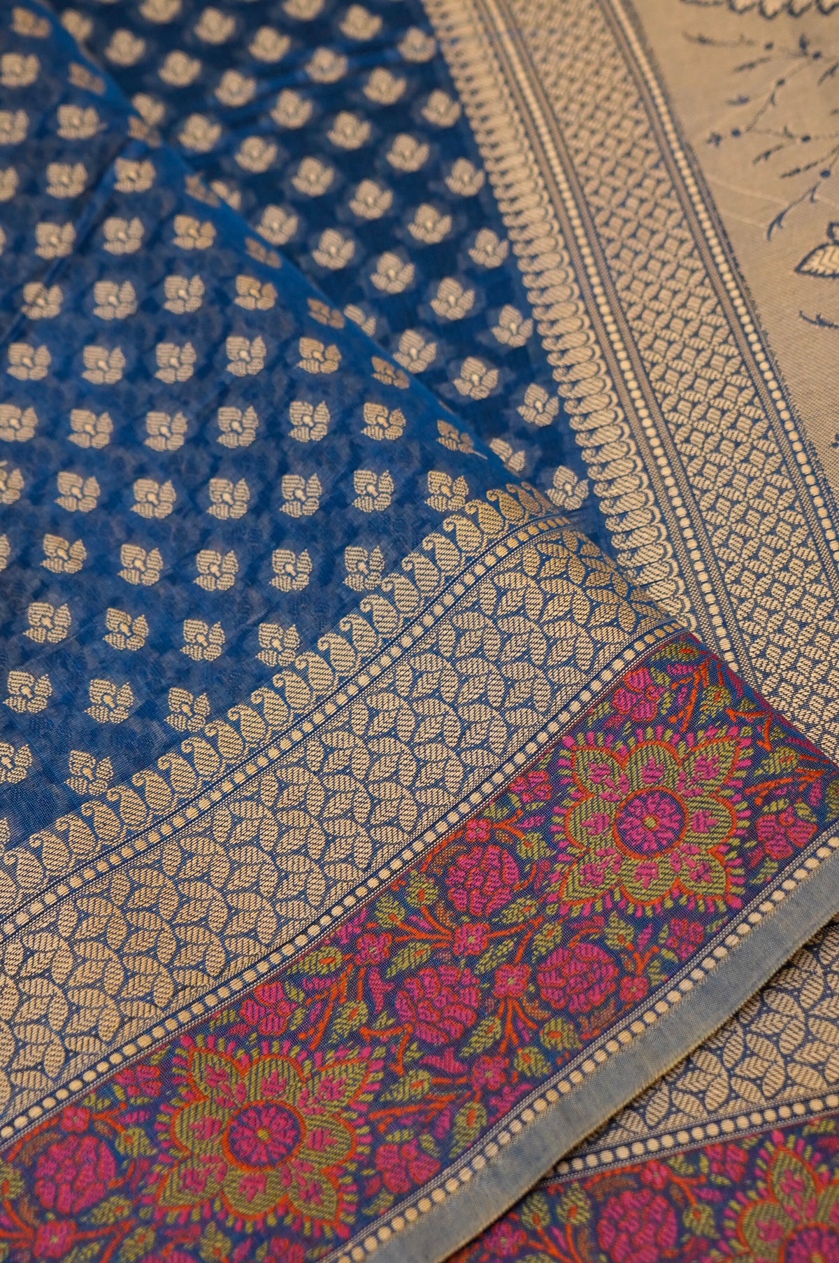 ROYAL BLUE MERCERISE SILK TILFI SAREE