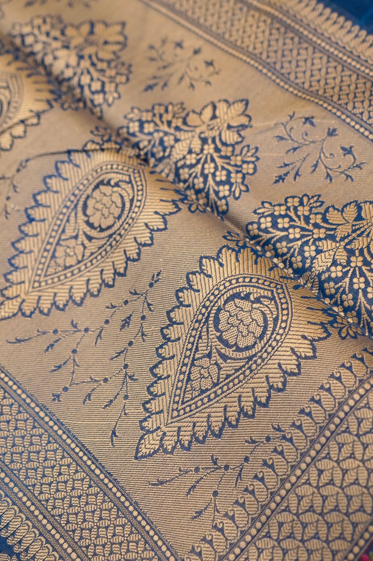 ROYAL BLUE MERCERISE SILK TILFI SAREE