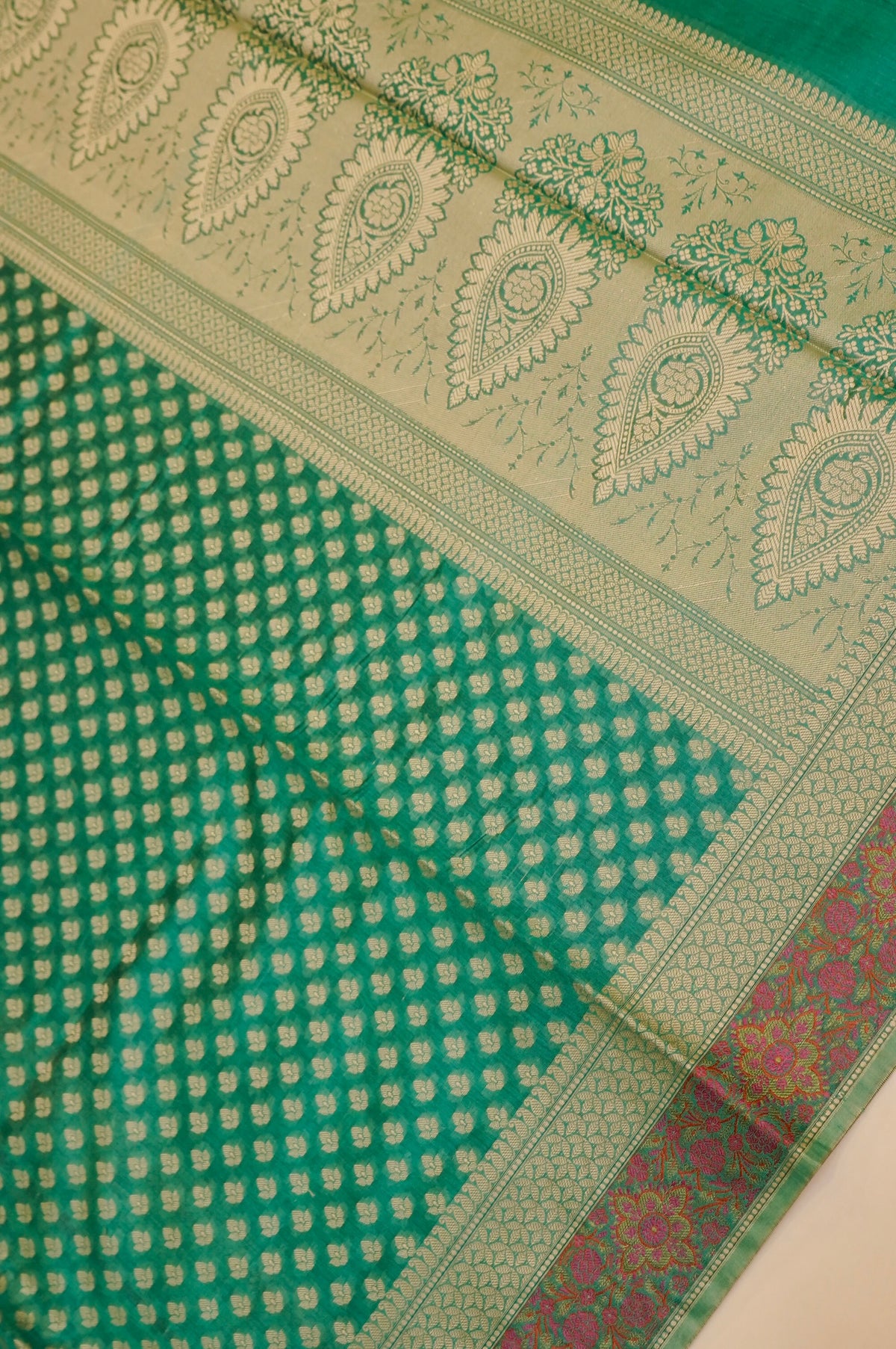 RAMA GREEN MERCERISE SILK TILFI SAREE