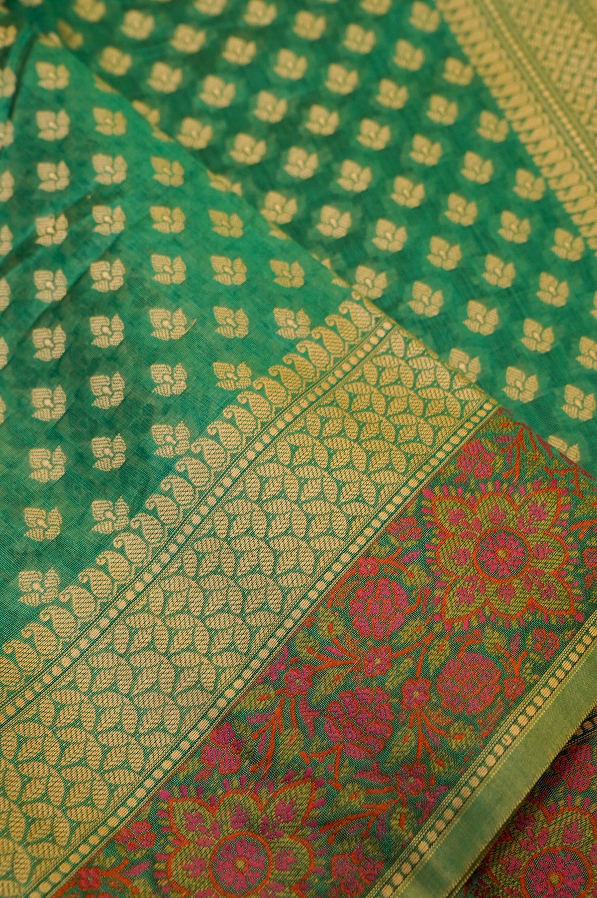 RAMA GREEN MERCERISE SILK TILFI SAREE