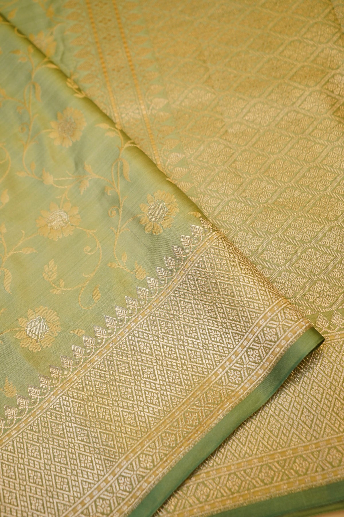 PISTA GREEN SELF MASHRU SILK SAREE