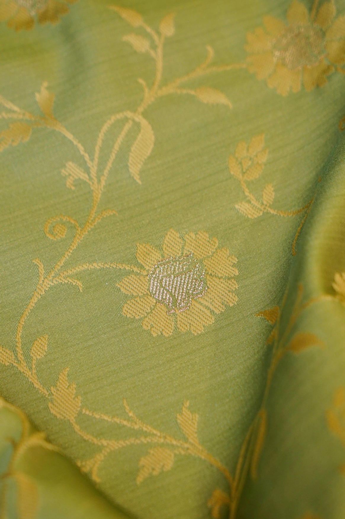 PISTA GREEN SELF MASHRU SILK SAREE