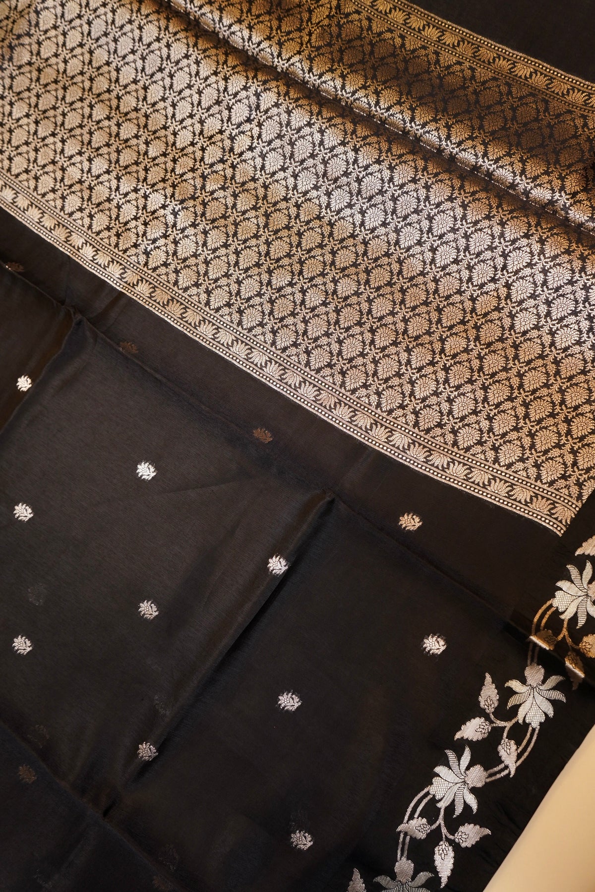 Classic Black Banarasi Mango Silk Saree