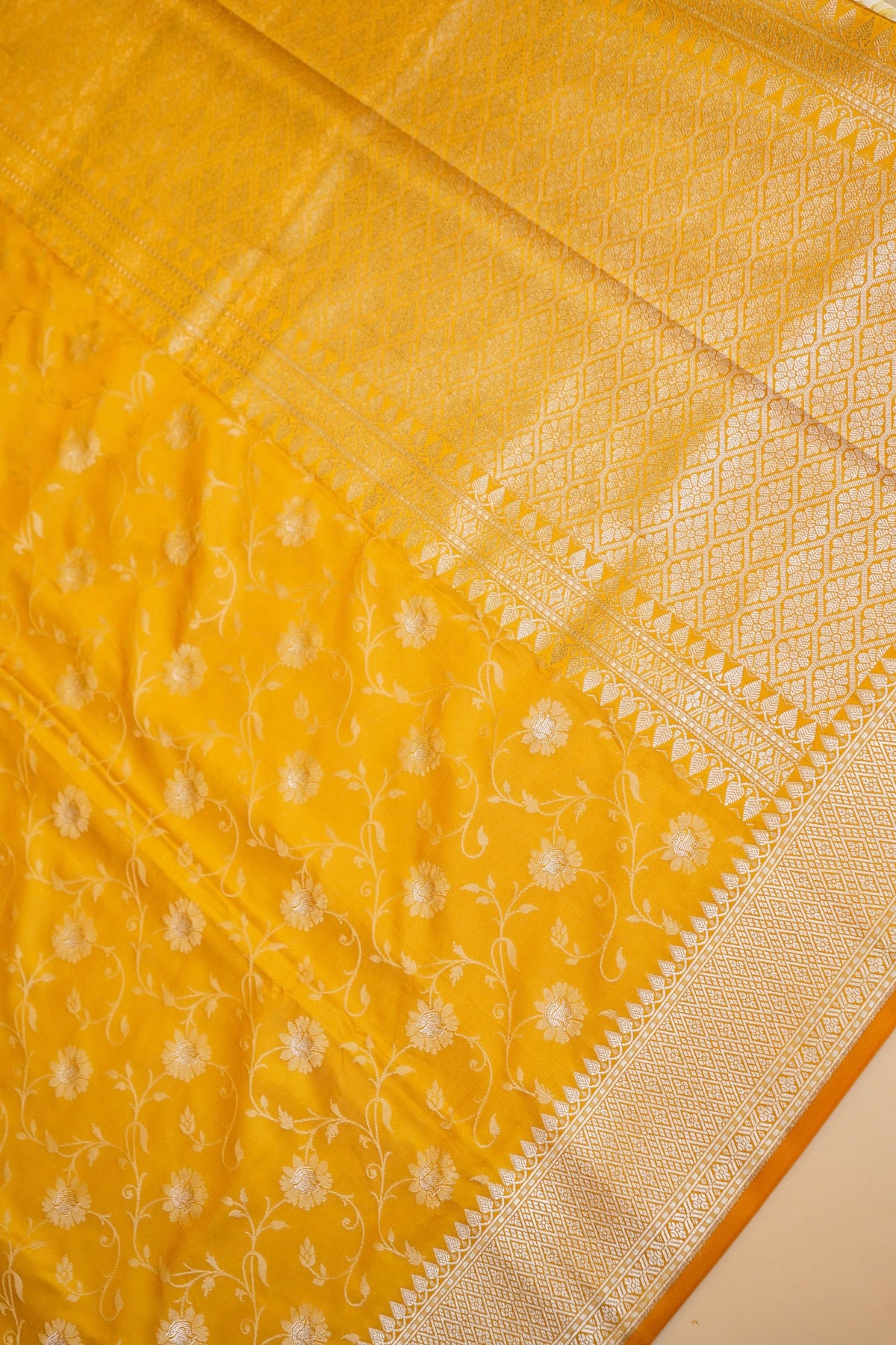 MUSTARD YELLOW SELF MASHRU SILK SAREE