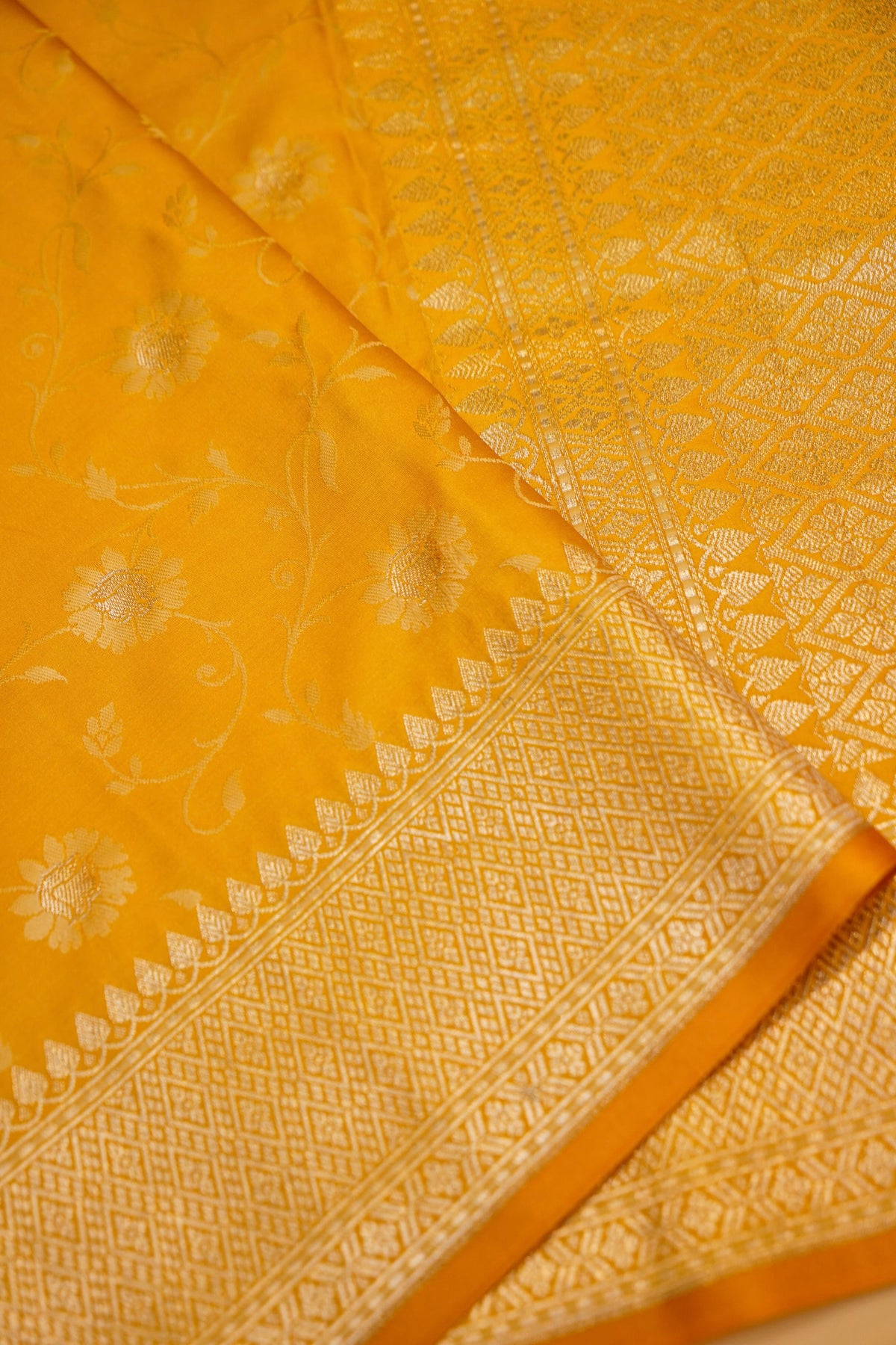 MUSTARD YELLOW SELF MASHRU SILK SAREE