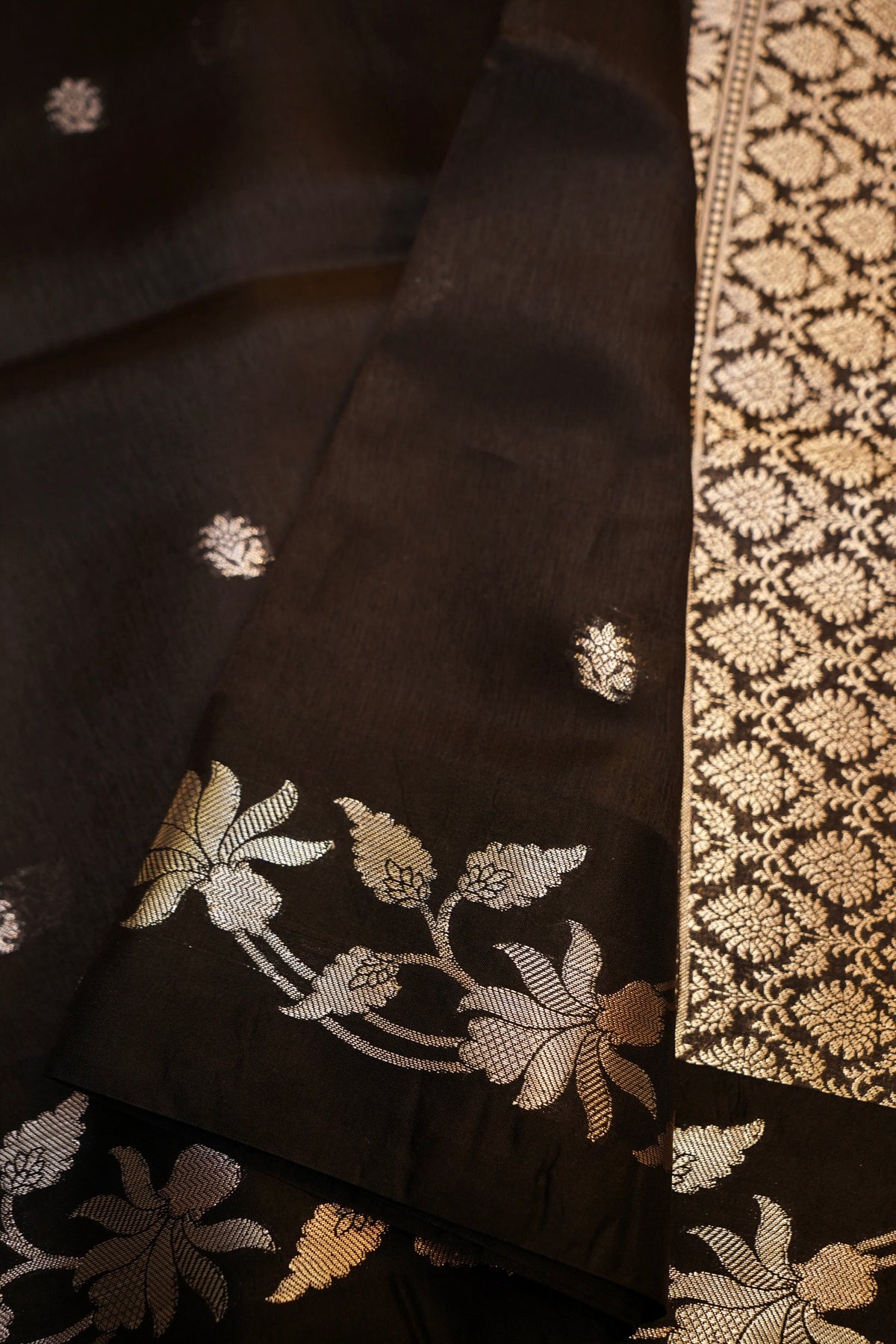 Classic Black Banarasi Mango Silk Saree