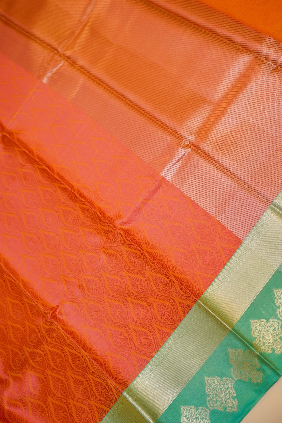 RUST ORANGE TANCHUI KORA SILK SAREE