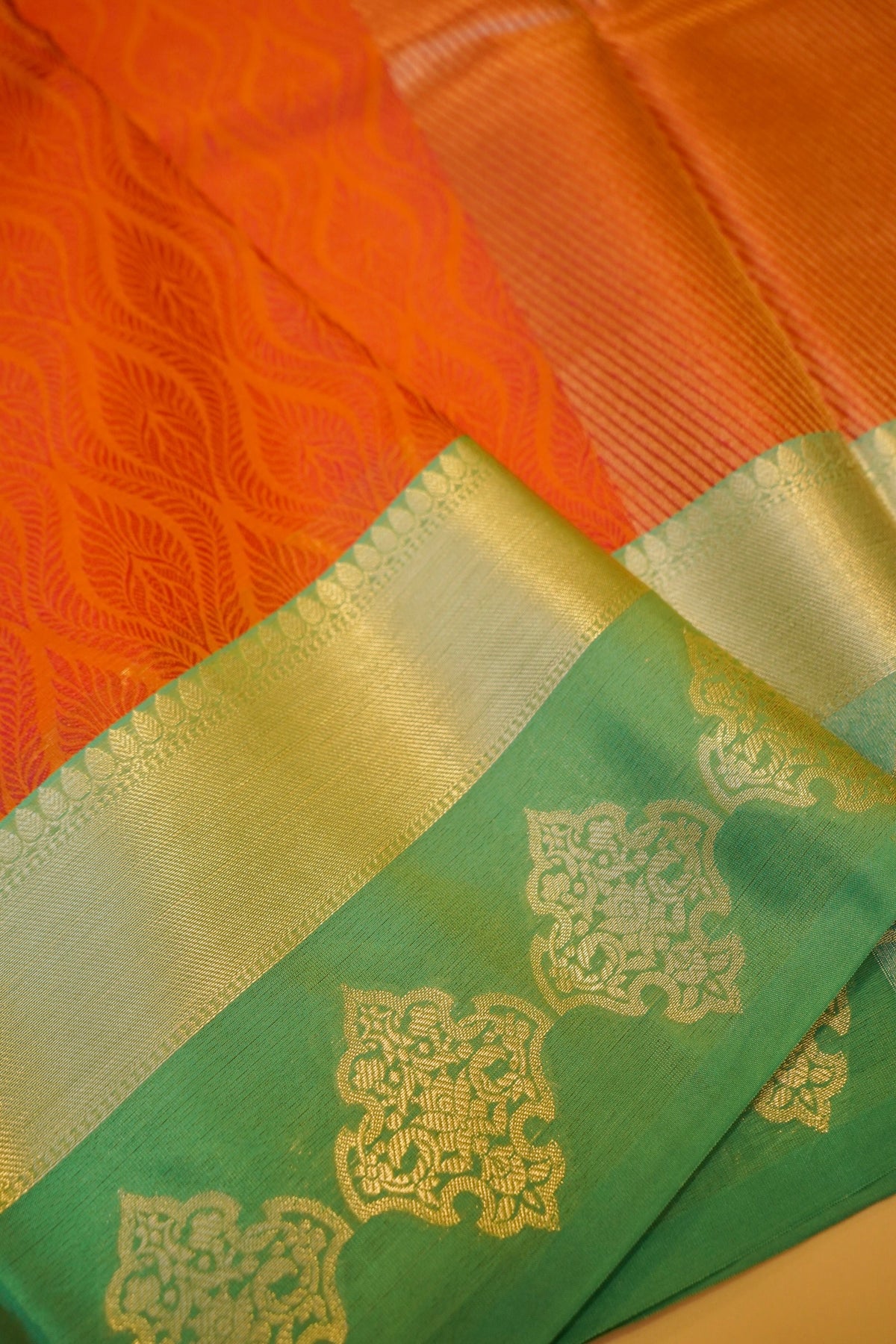 RUST ORANGE TANCHUI KORA SILK SAREE