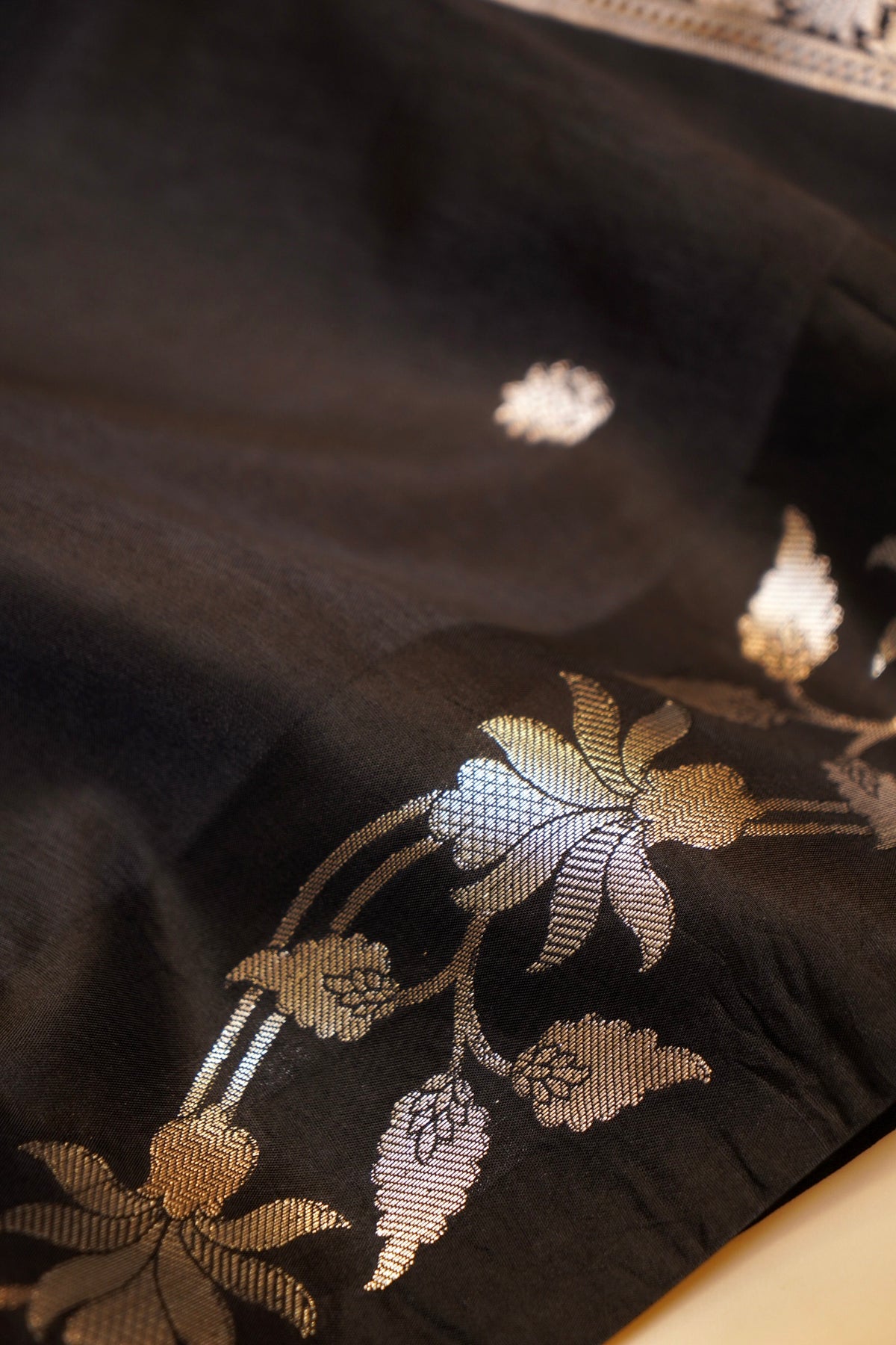 Classic Black Banarasi Mango Silk Saree