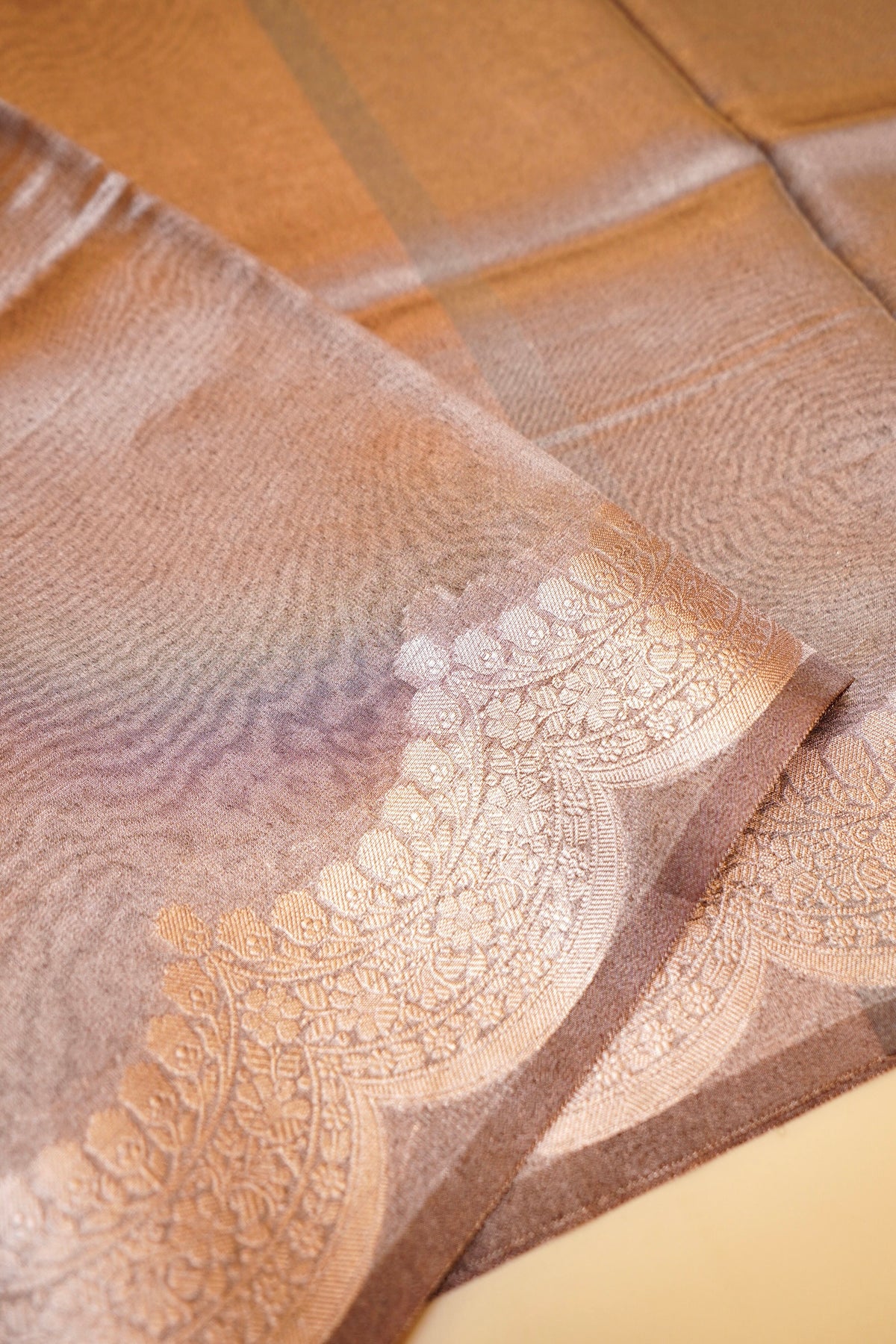 Metallic Copper Banarasi Tissue Silk Saree