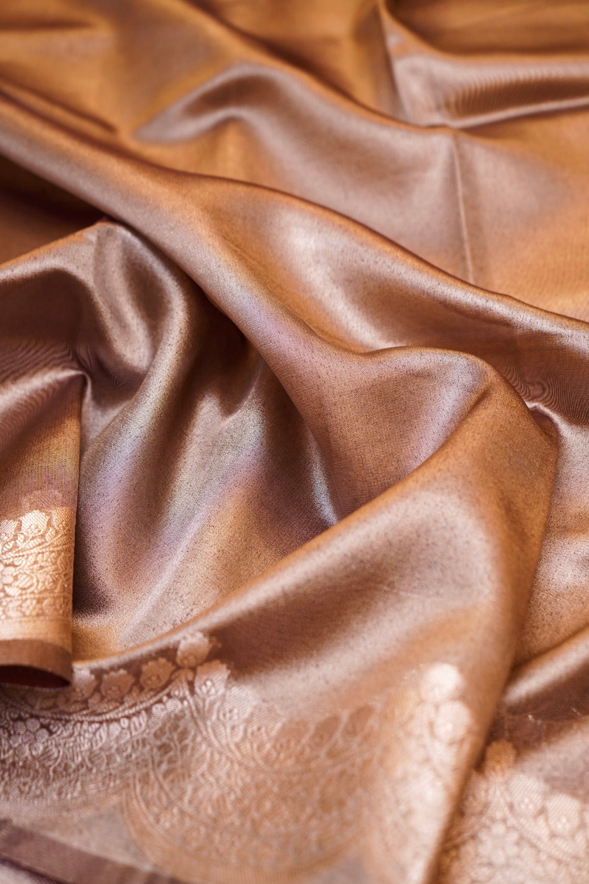 Metallic Copper Banarasi Tissue Silk Saree