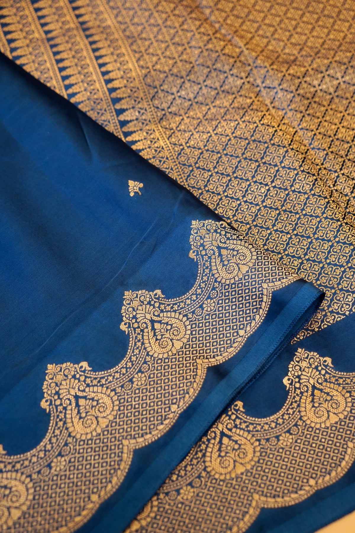 Midnight Blue Banarasi Mashru Silk Saree