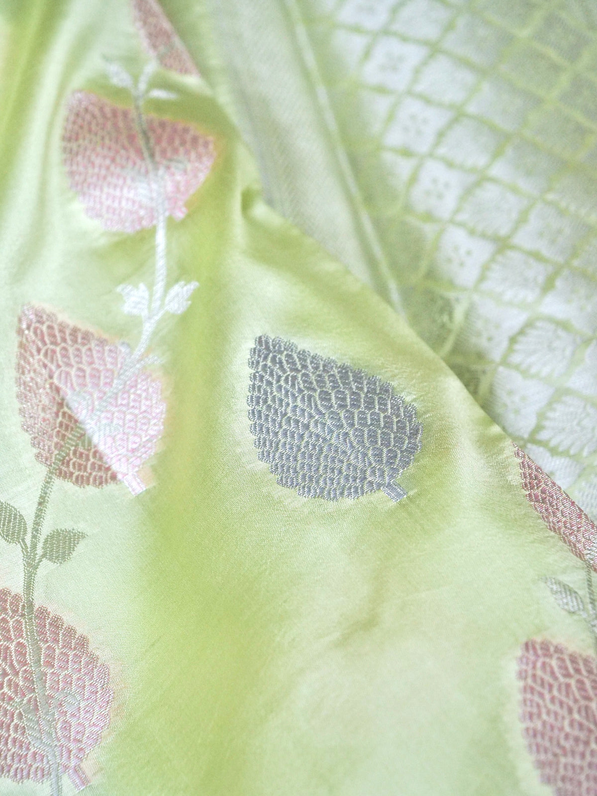 Handwoven Pista Green Banarasi Soft Katan Silk Saree