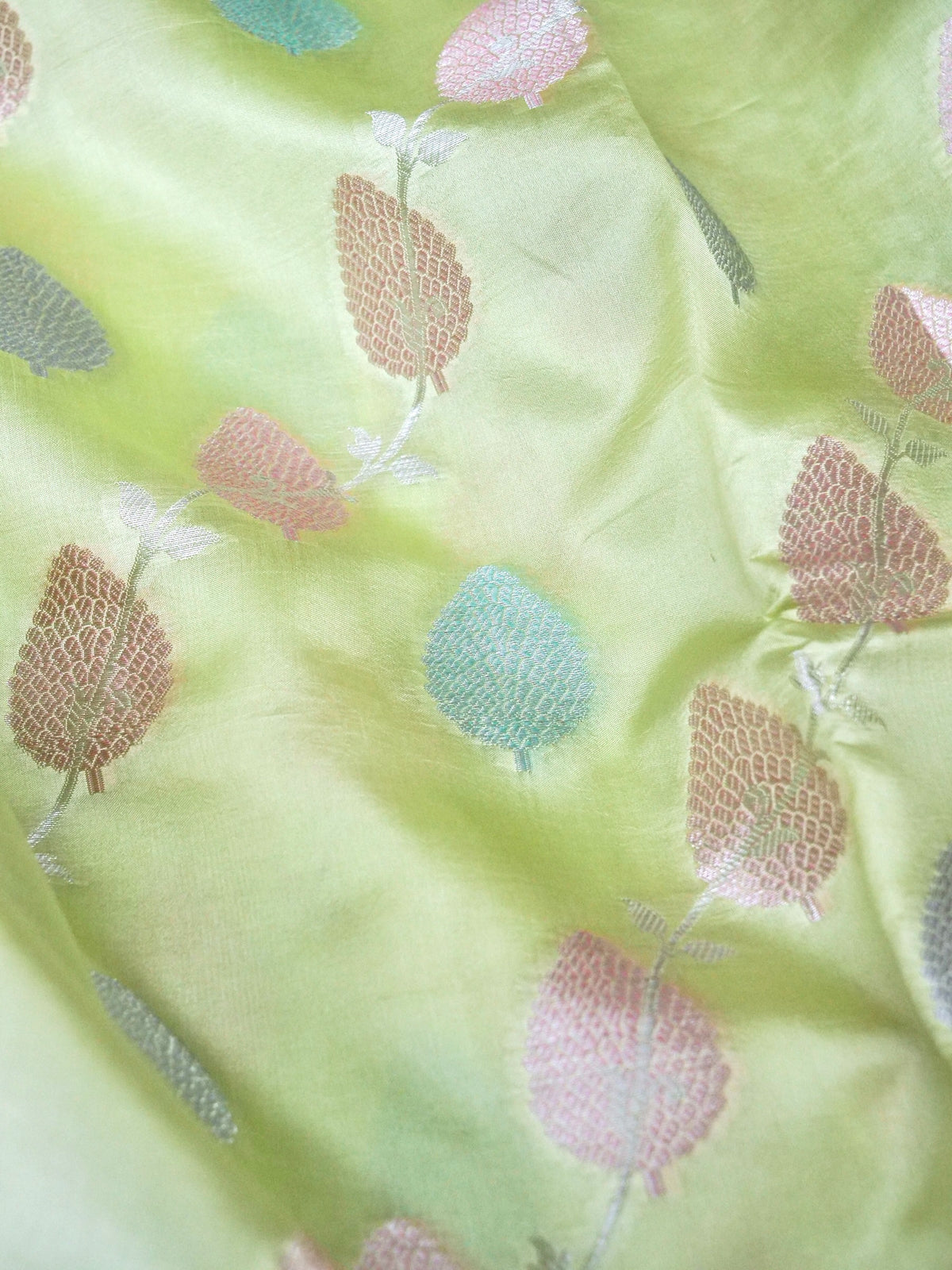 Handwoven Pista Green Banarasi Soft Katan Silk Saree