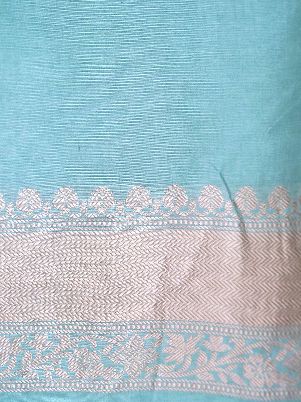 Handwoven Powder Blue Rangkaat Pure Banarasi Katan Silk Saree