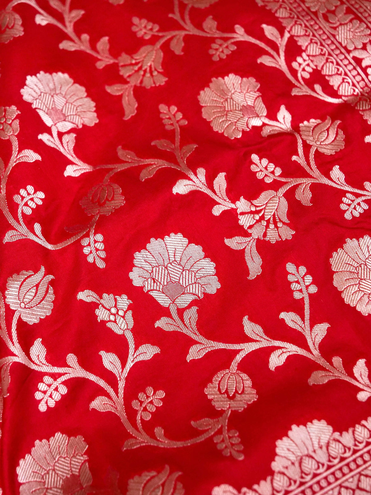 Handwoven Red Jaal Pure Banarasi Katan Silk Saree