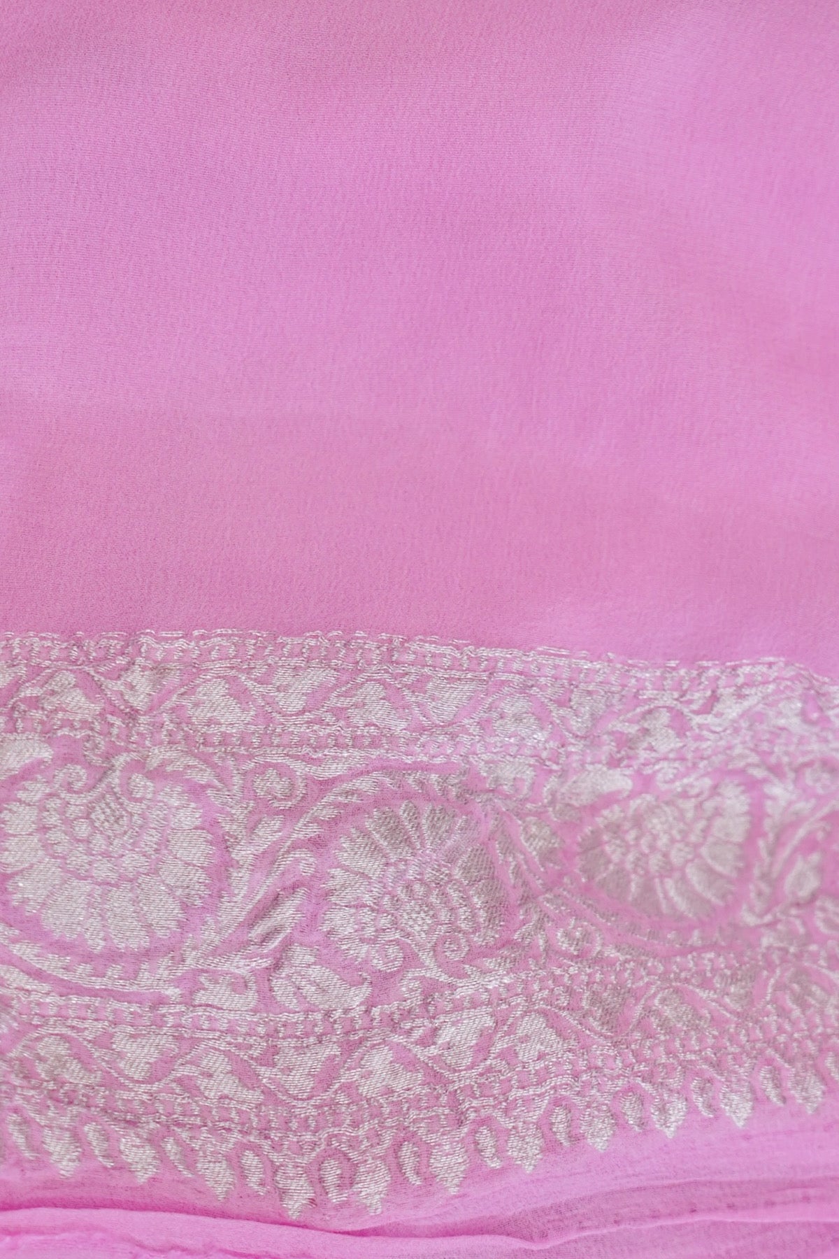 Handwoven Pink Pure Banarasi Meenakari Khaddi Georgette Saree