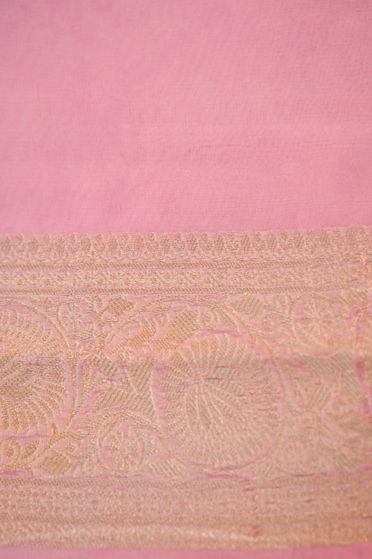 Baby Pink Banarasi Georgette Silk Saree