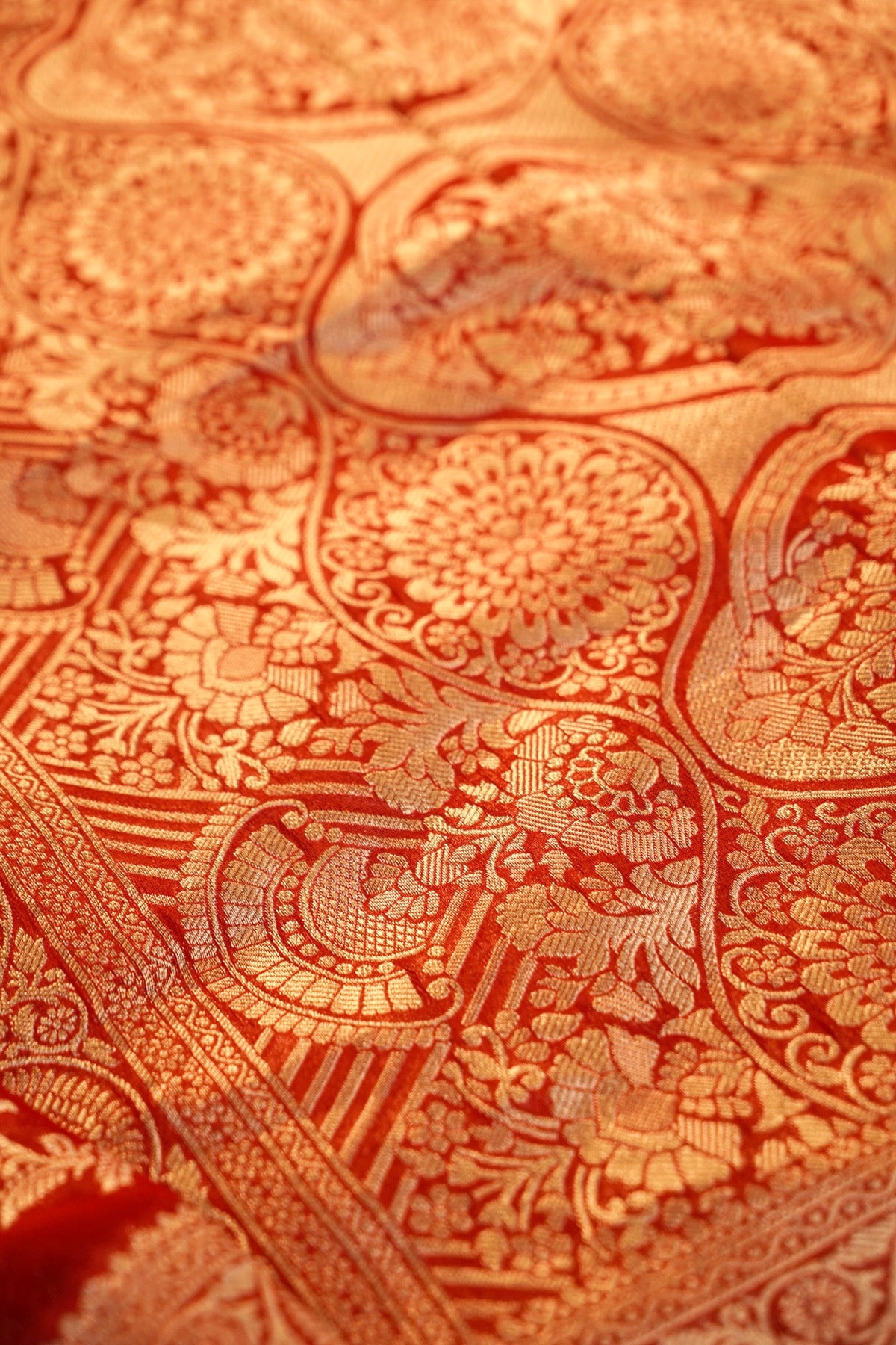 Scarlet Red Banarasi Georgette Silk Saree
