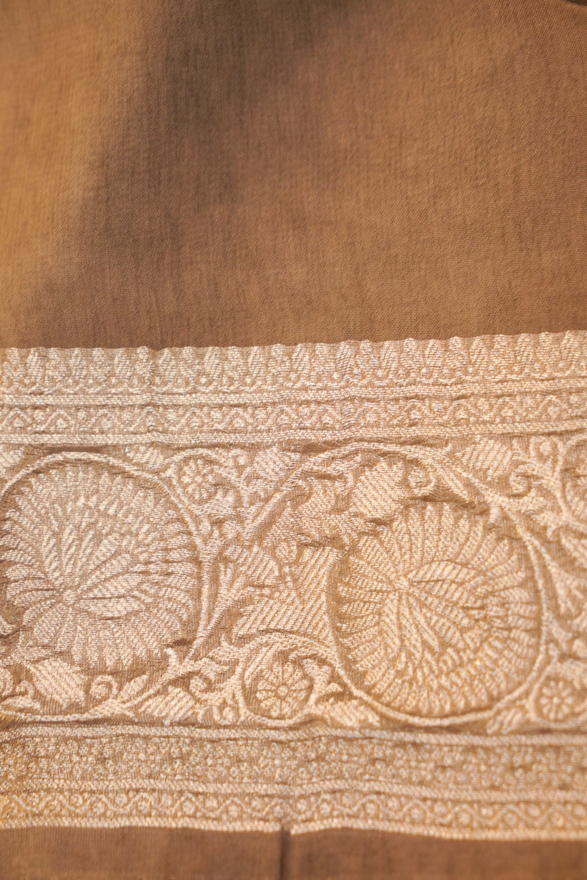 Gold Tan Banarasi Georgette Silk Saree