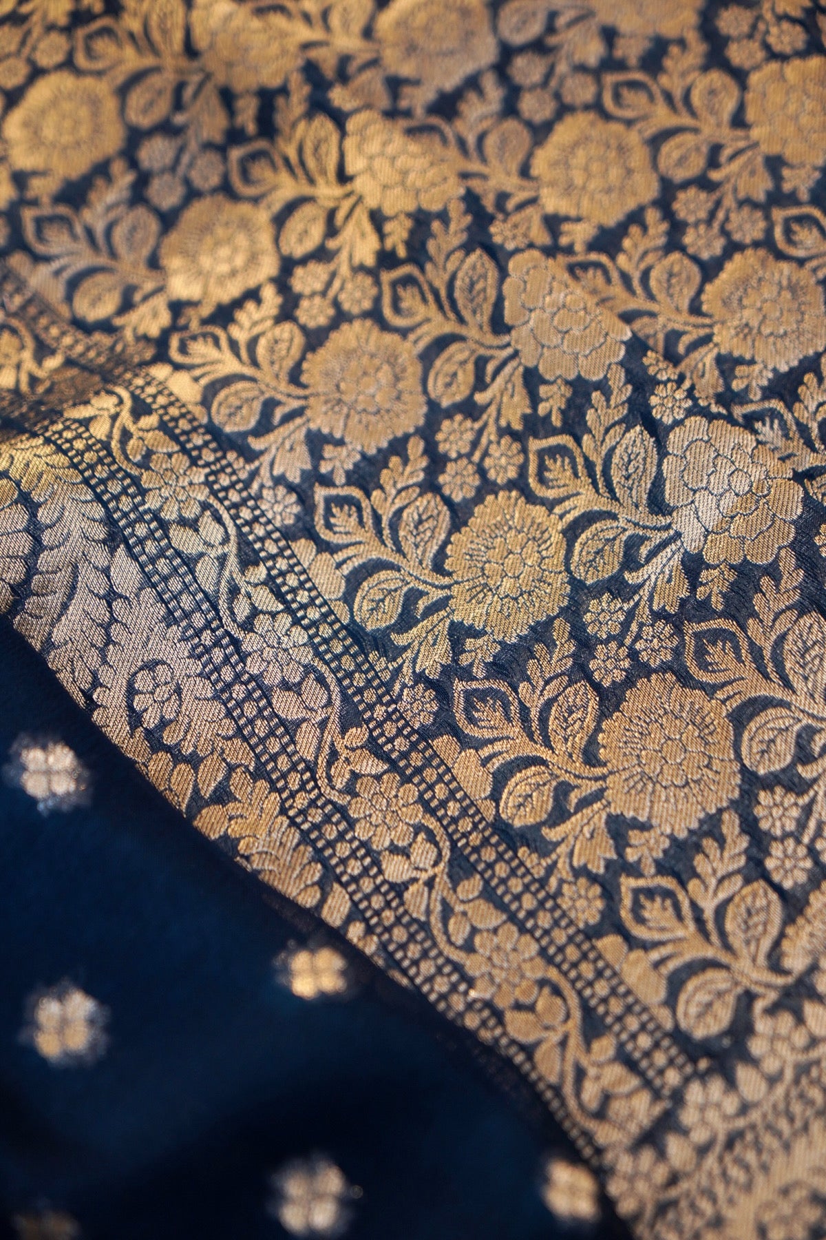 Midnight Blue Banarasi Georgette Silk Saree