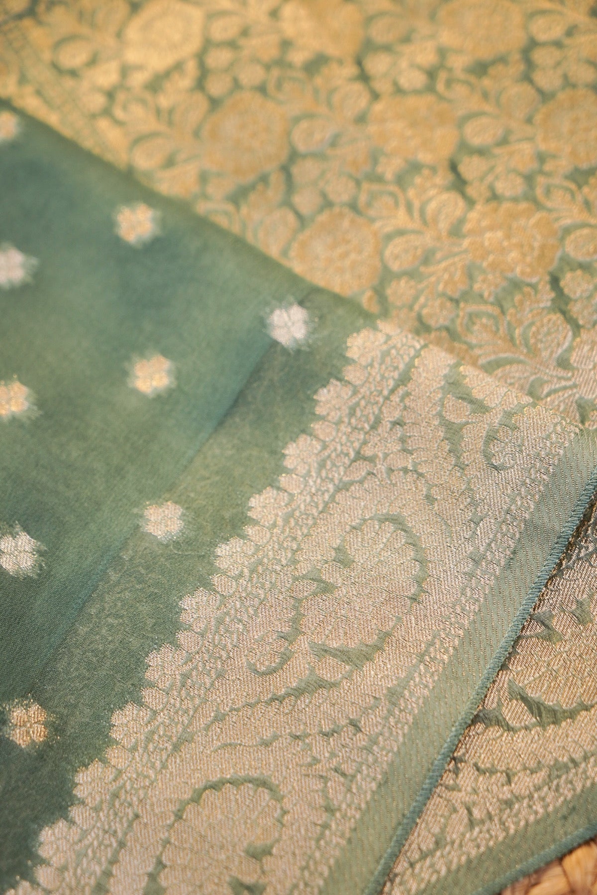 Turquoise Banarasi Georgette Silk Saree