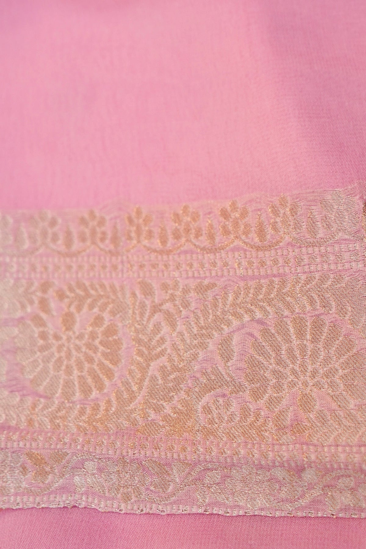 Baby Pink Banarasi Georgette Silk Saree