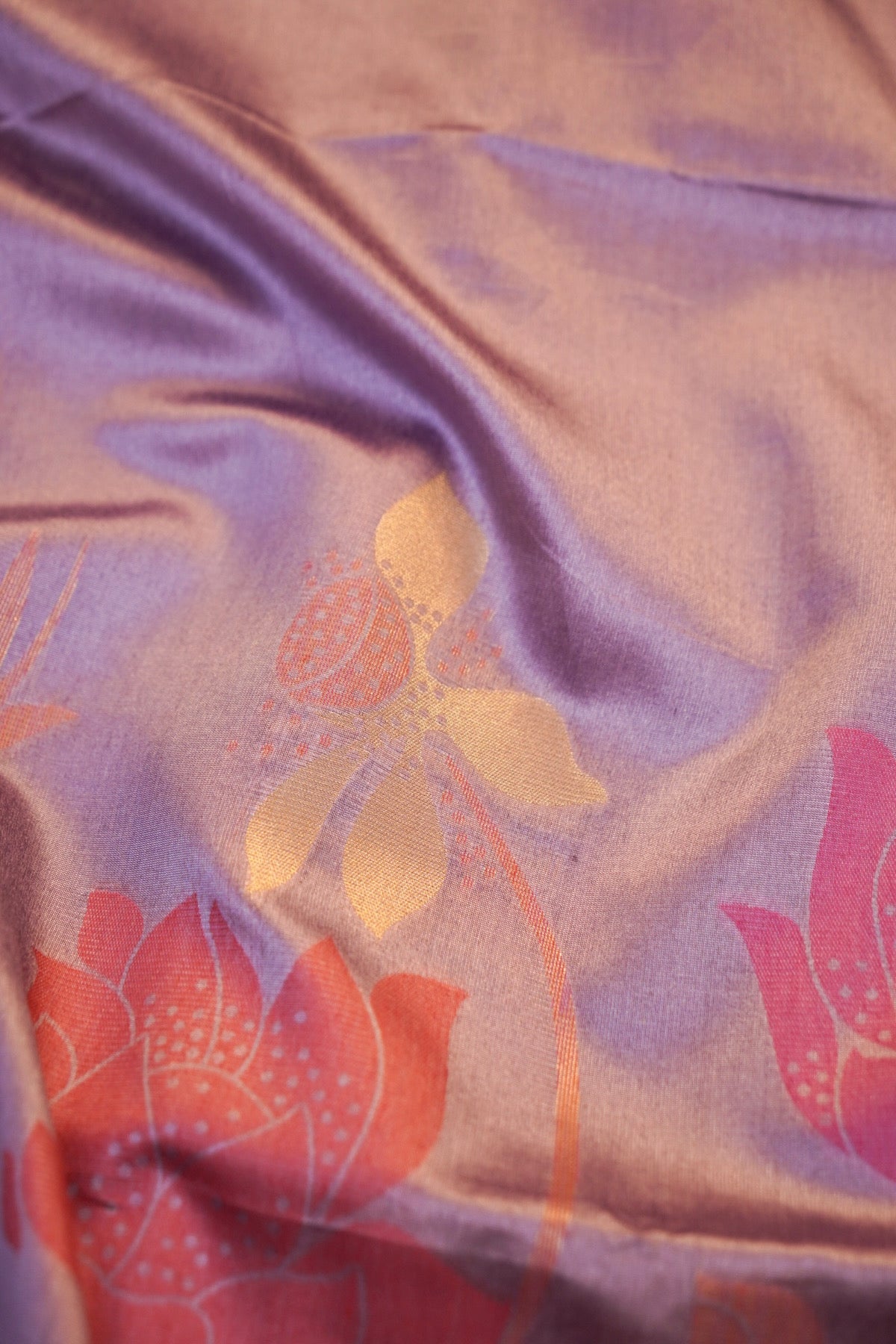 Lilac Banarasi Raw Tussar Silk Saree