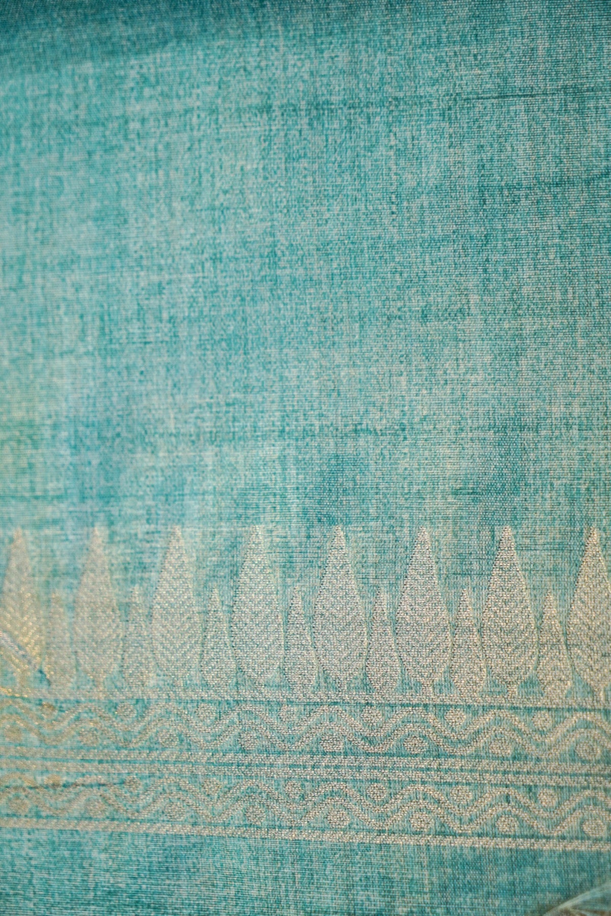 Turquoise Blue Banarasi Raw Tussar Silk Saree