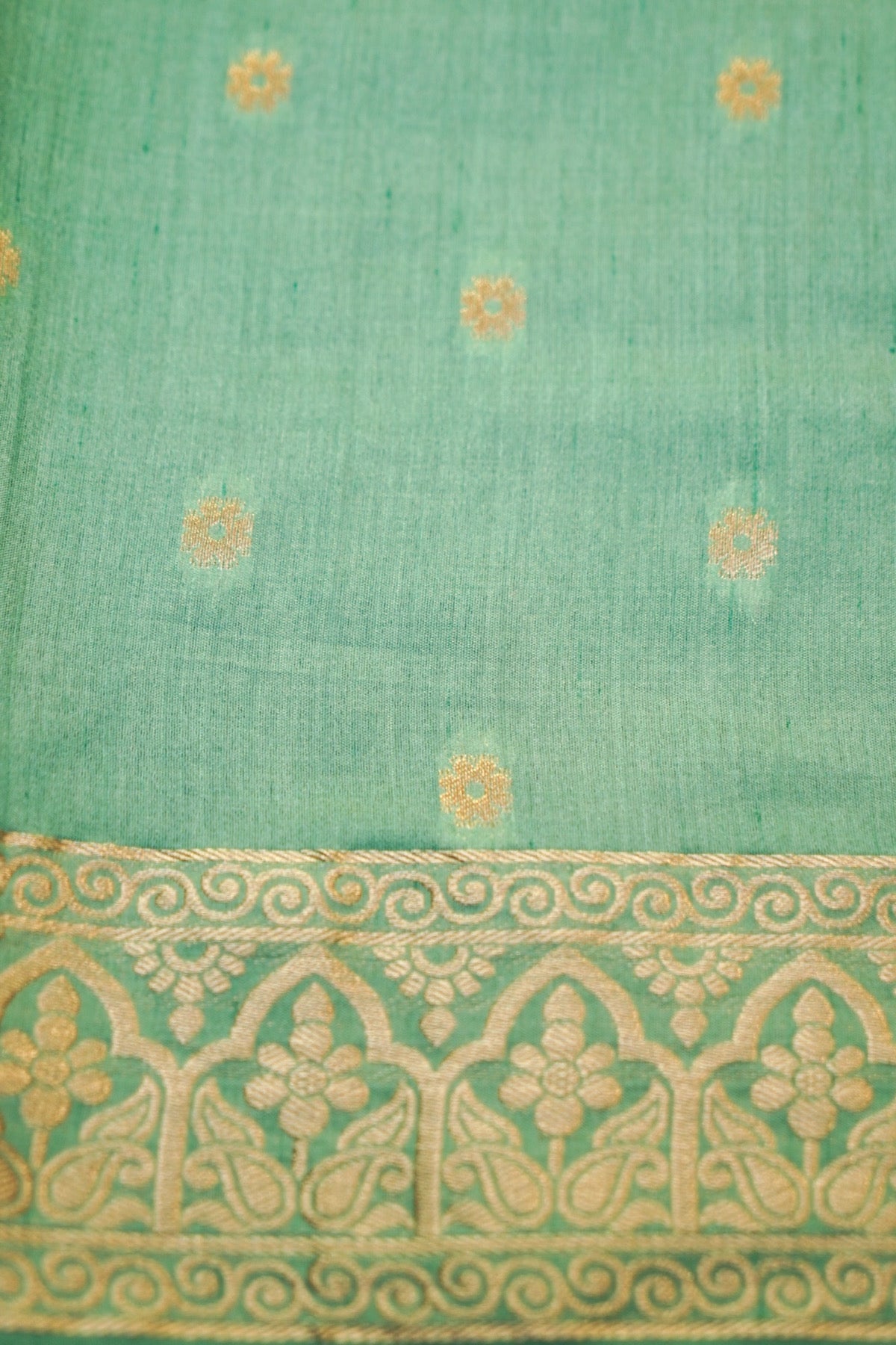 Rama Green Banarasi Tussar Silk Saree