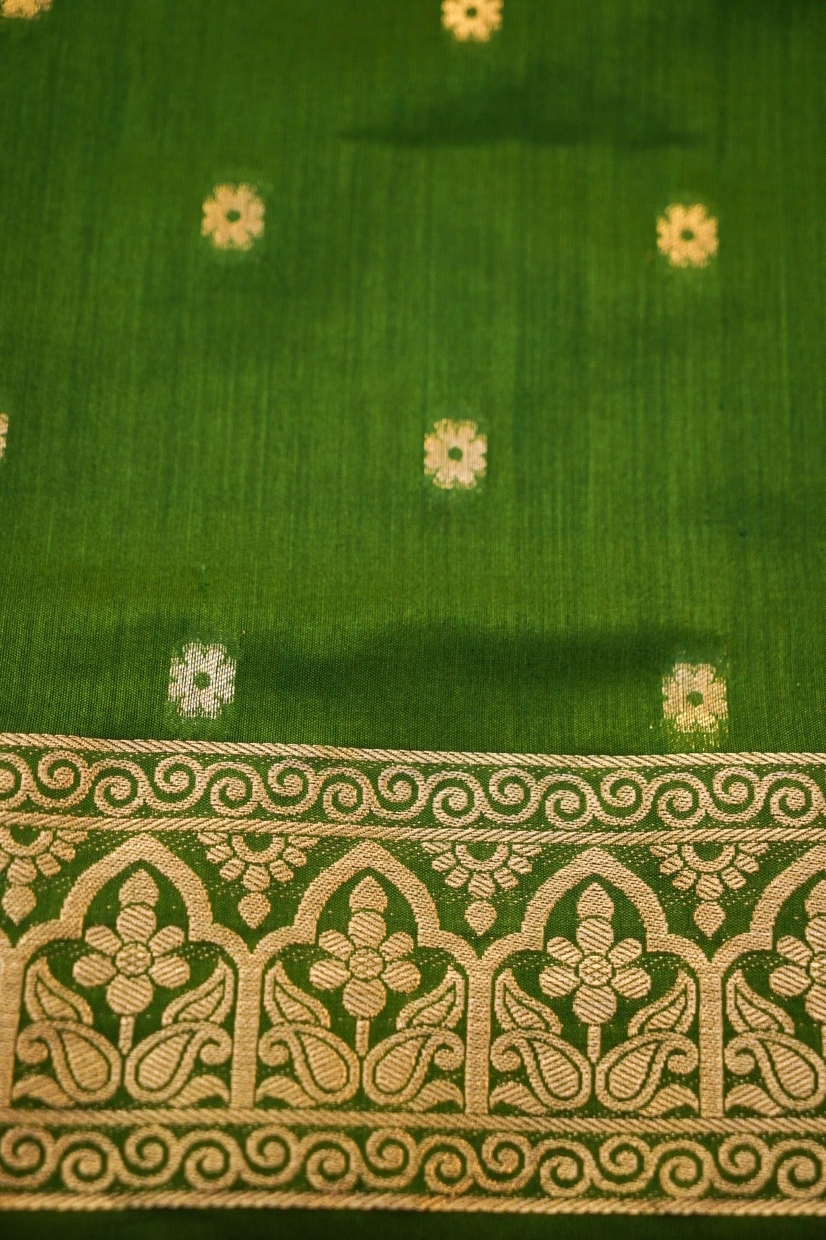 Mehendi Yellow Banarasi Soft Tussar Silk Saree