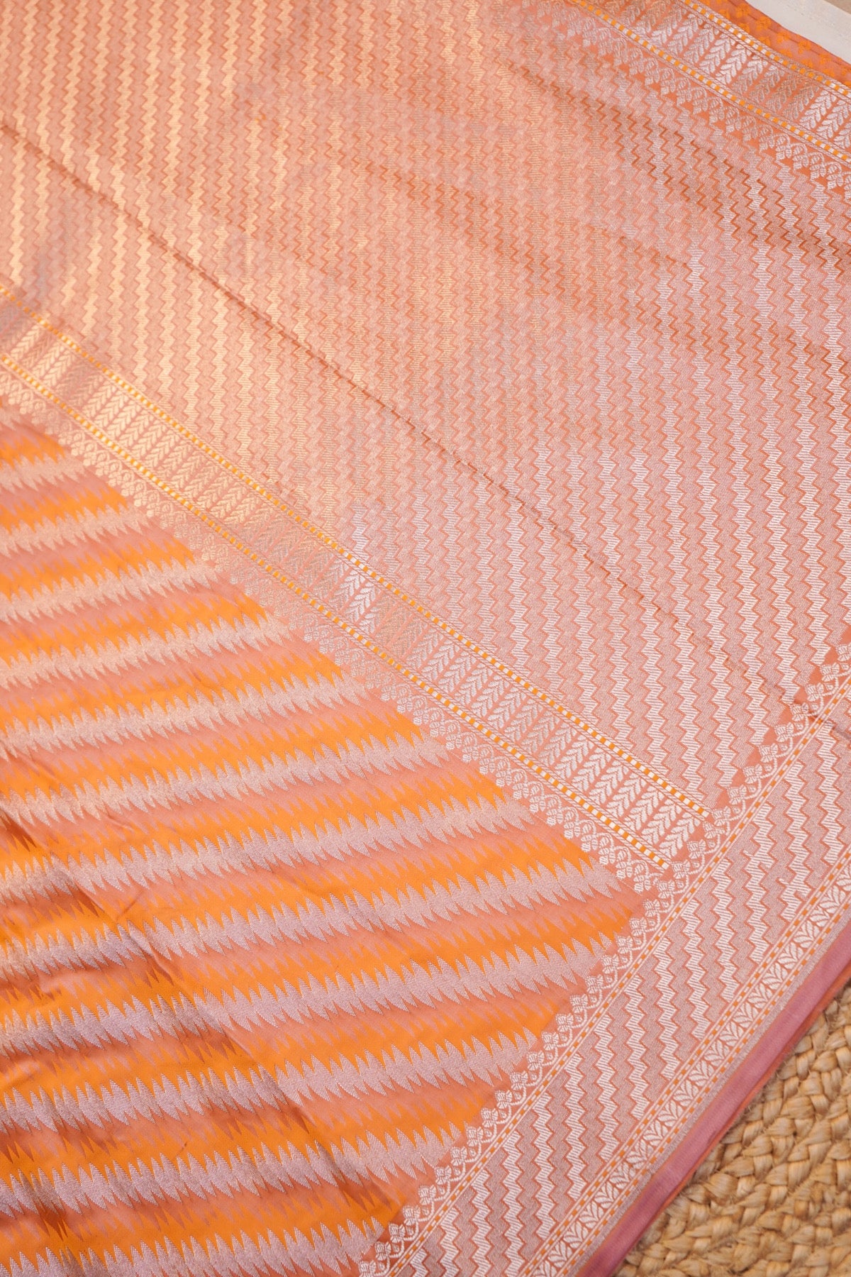 Peach Rangkaat Banarasi Mashru Silk Saree