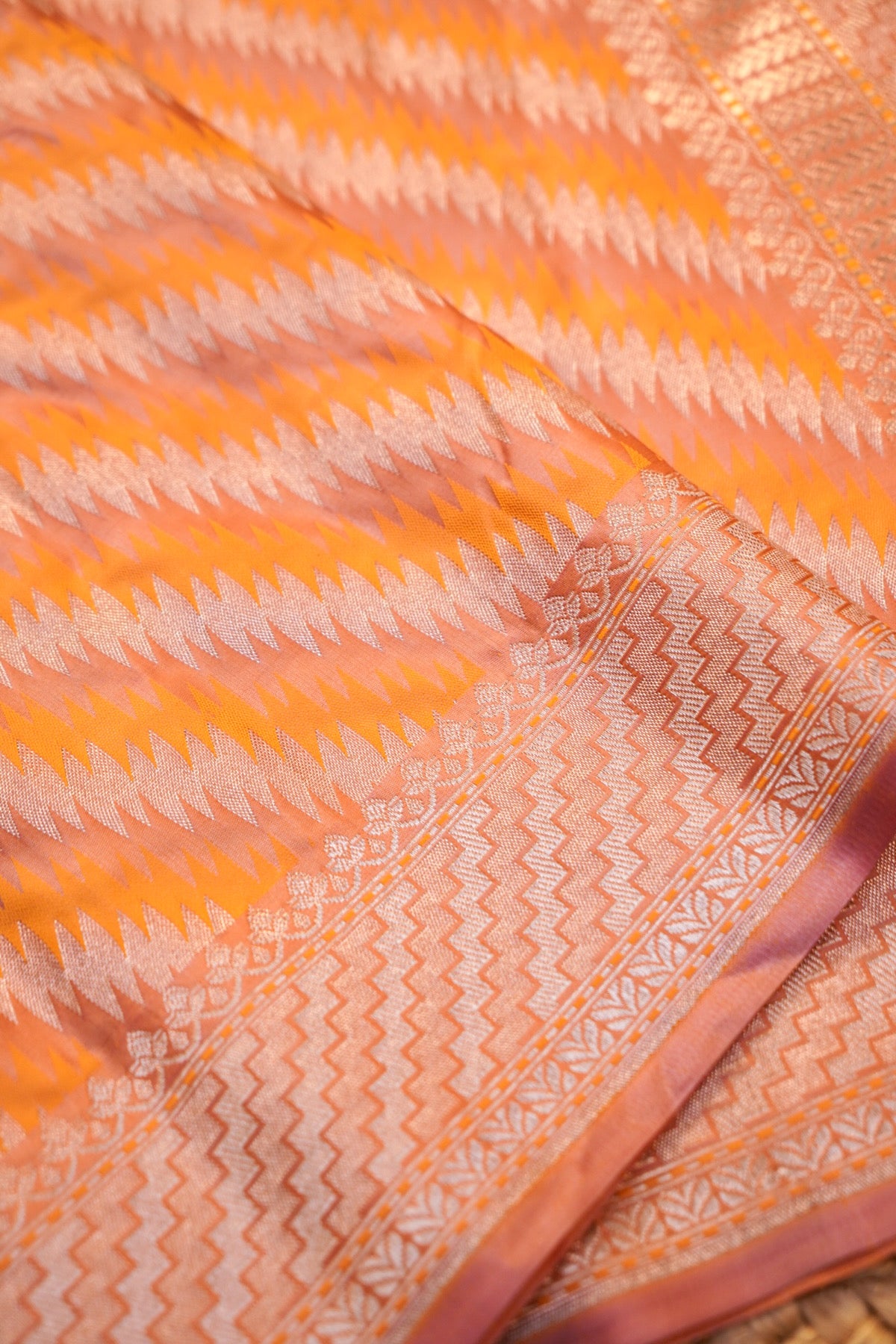 Peach Rangkaat Banarasi Mashru Silk Saree