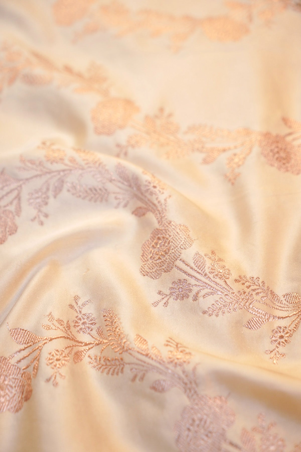 Off White Rani Pink Banarasi Mashru Silk Saree