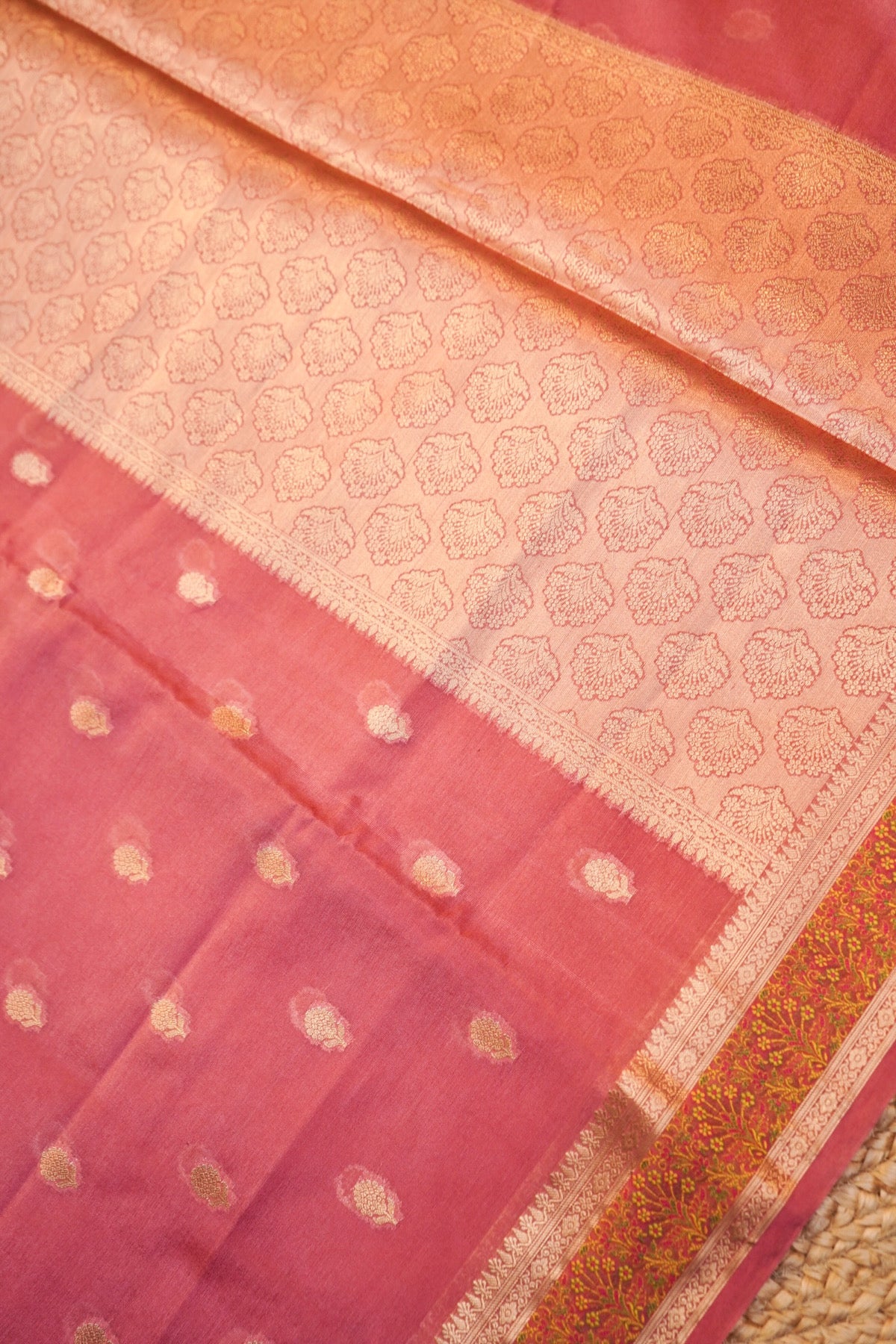 Salmon Pink Tilfi Banarasi Silk saree