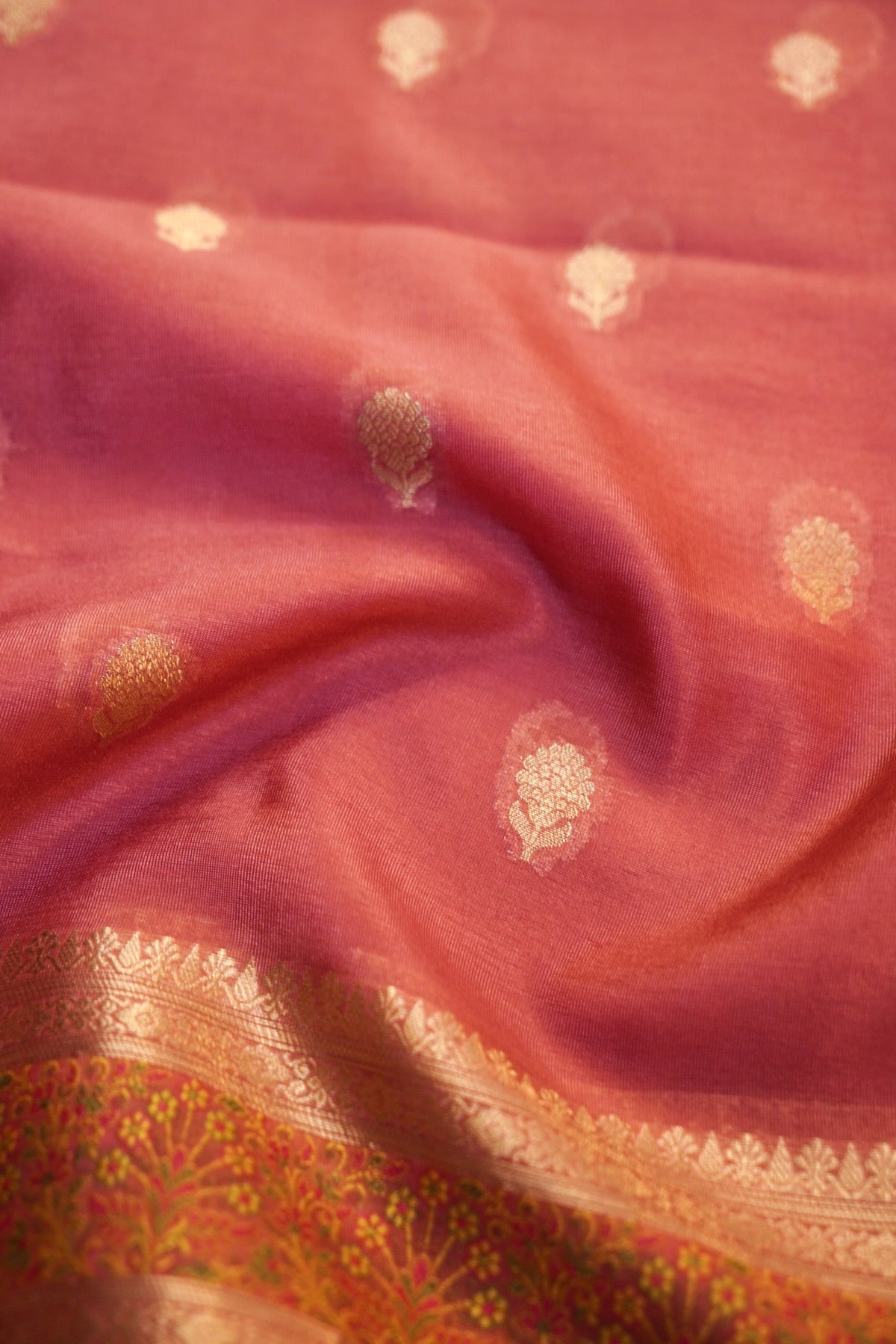Salmon Pink Tilfi Banarasi Silk saree