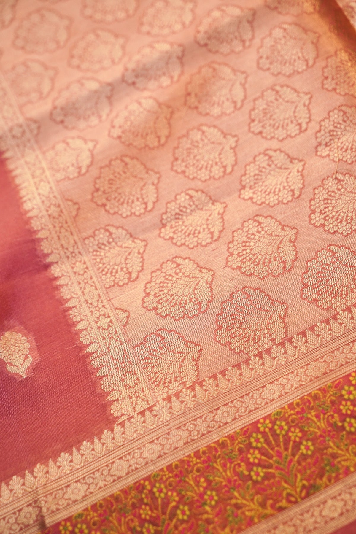 Salmon Pink Tilfi Banarasi Silk saree