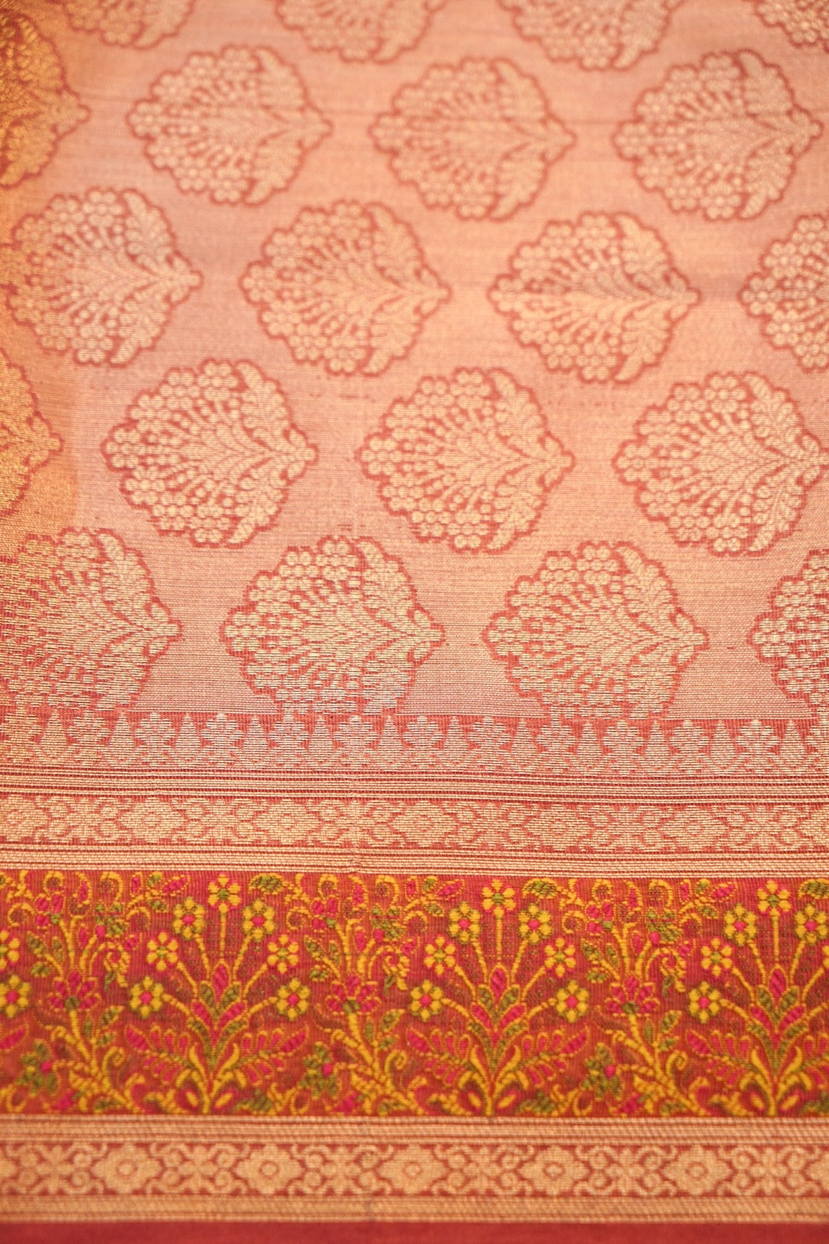 Salmon Pink Tilfi Banarasi Silk saree