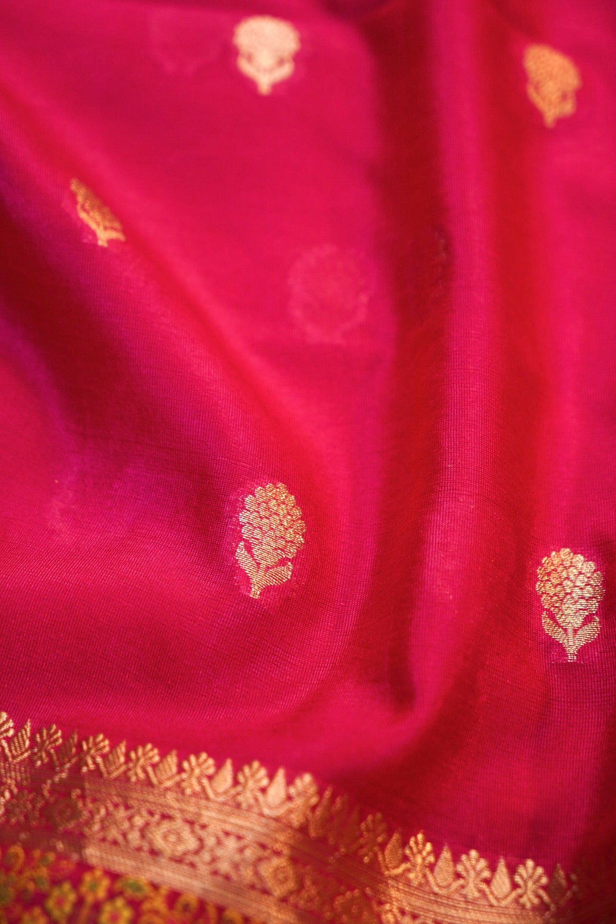 Rani Pink Soft Tilfi Banarasi Silk Saree