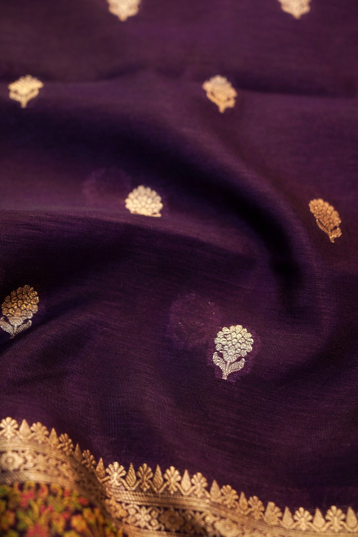 Purple Soft Tilfi Banarasi Silk Saree